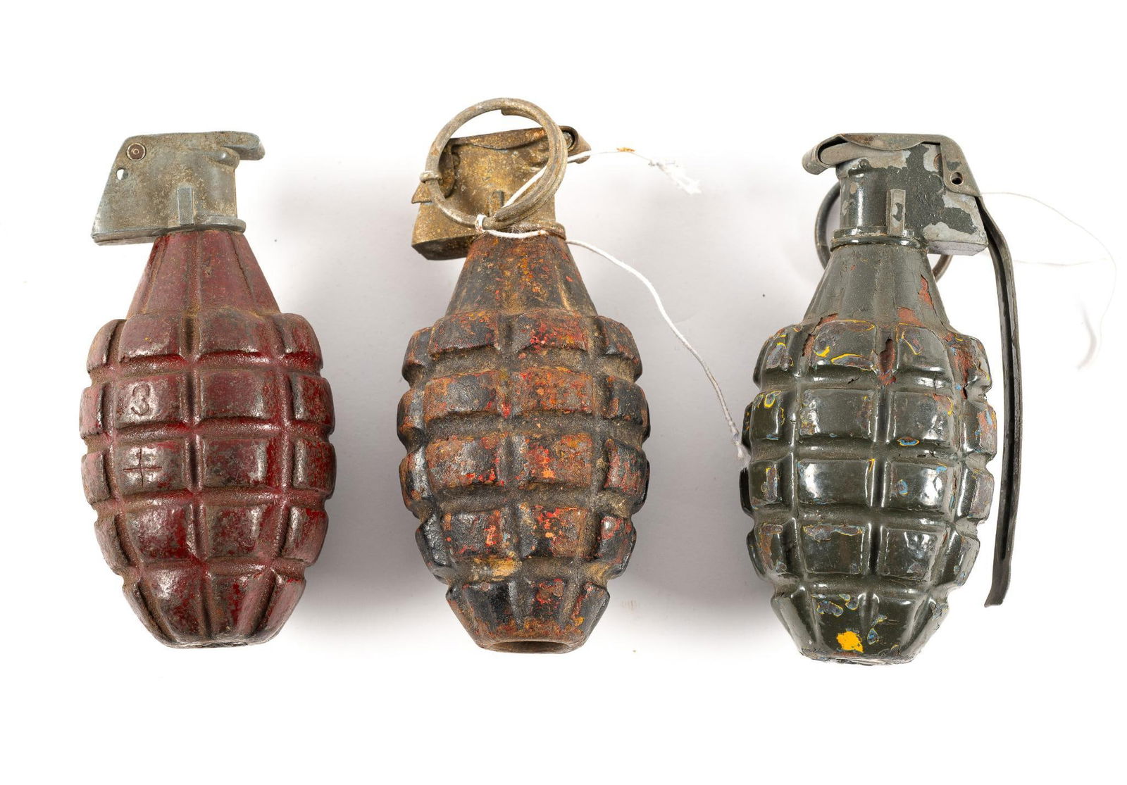3 MK2 Grenades: Measure 2-1/2" wide x 4-1/2" long.
