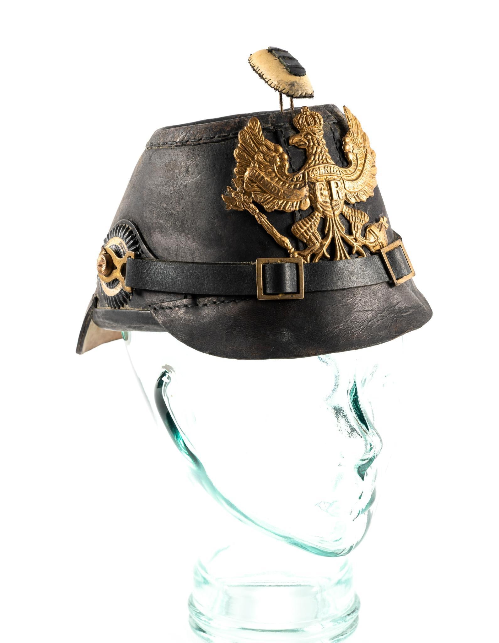 Reproduction Prussian Jager Shako Helmet: Reproduction of the M1860-1891 model for Jager unit. 7" wide x 6" high.