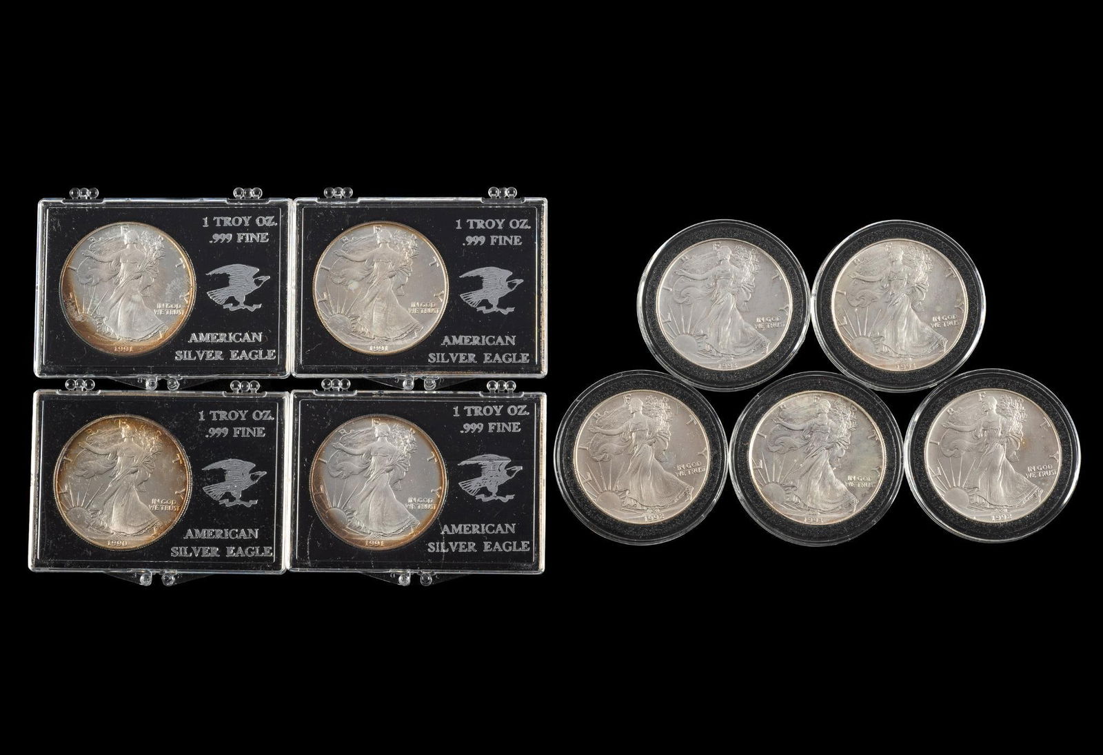 Nine American Eagle Silver Dollar Bullion Coins (1 of 5)