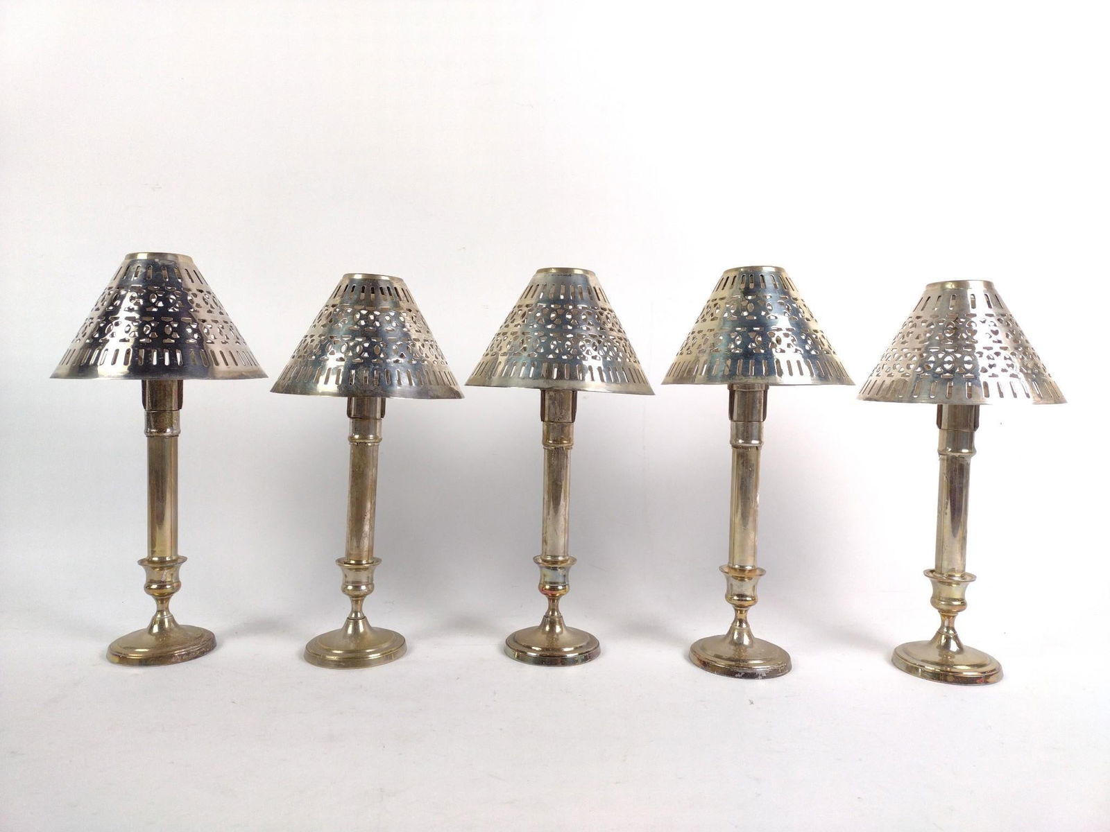 5 Silver Toned Indian Candlestick Holders (1 of 5)