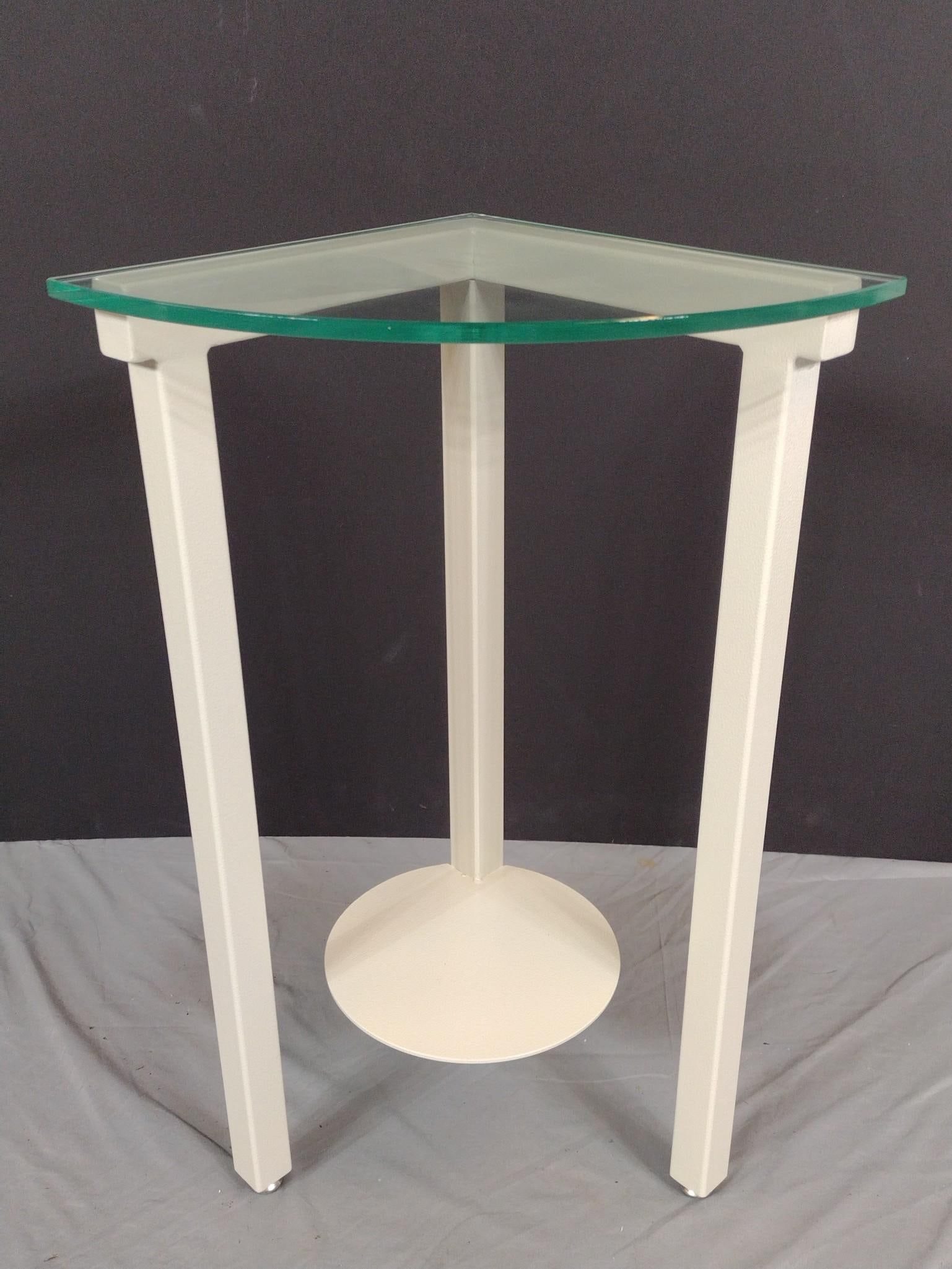 White Powder Coated Glass Top Corner Table By James Cavagnaro (1 of 4)