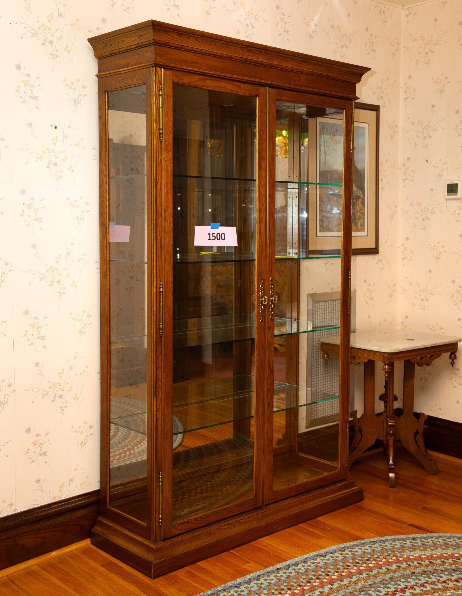 Curio Cabinet with Mirror Back (1 of 3)