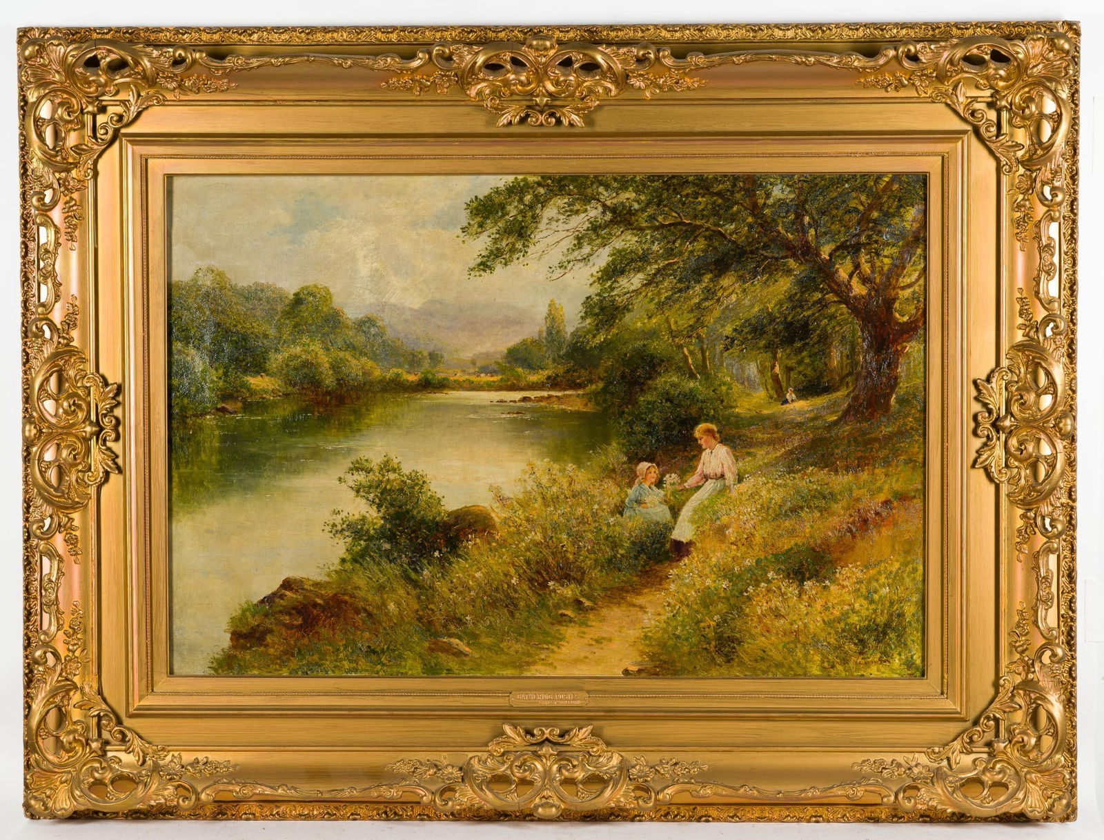 Ernest Walbourn (English, 1872-1927) "Gathering Posies" Oil Painting (1 of 4)