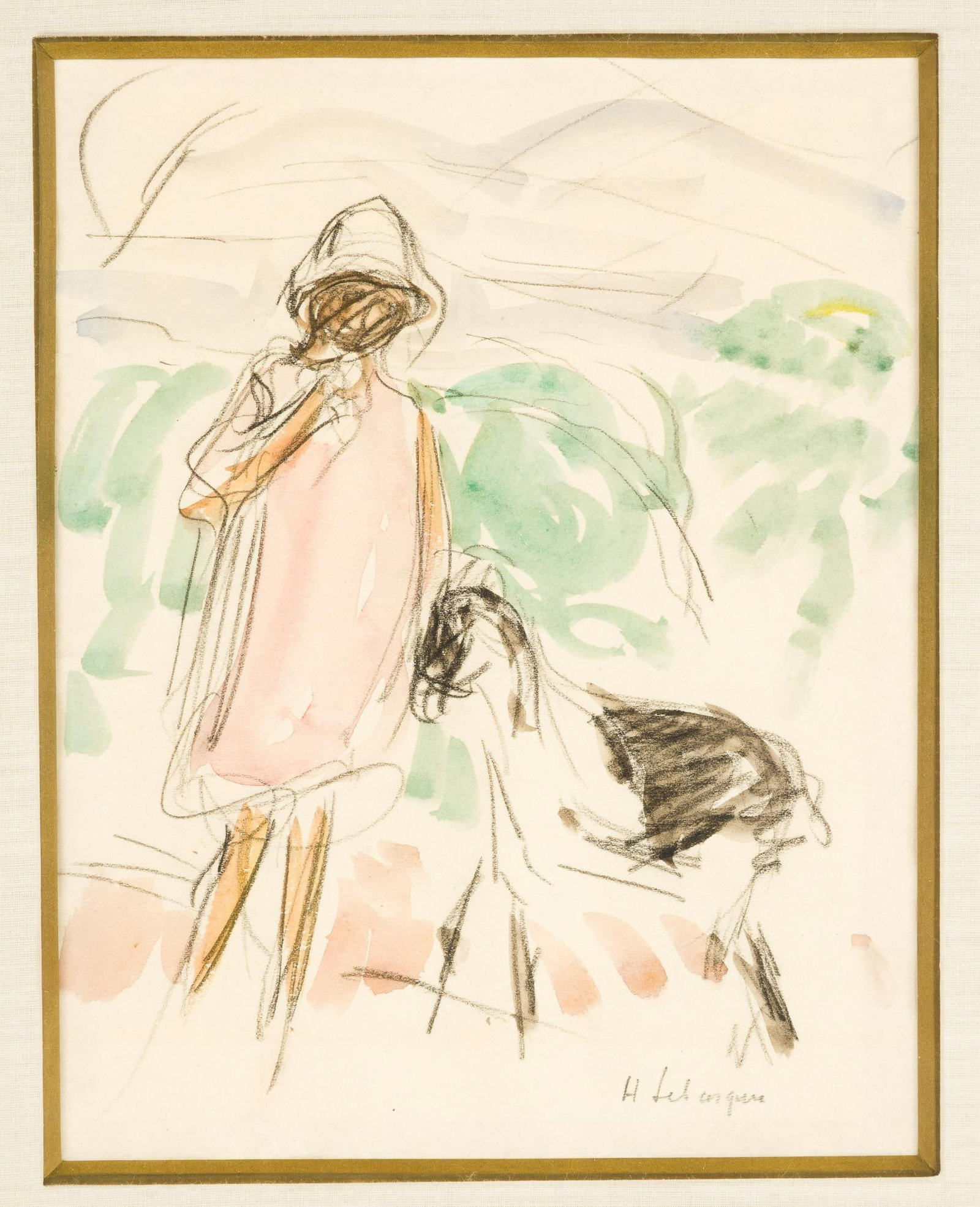 Henri Lebasque (French, 1865-1937) Watercolor Painting: NOT ELIGIBLE FOR IN-HOUSE SHIPPING - See Terms for Shipping Options. Watercolor and pencil on paper painting by Henri Lebasque 1865 - 1937. The painting size is 8 1/2" X 6 1/2", 13" X 11 1/4" framed.