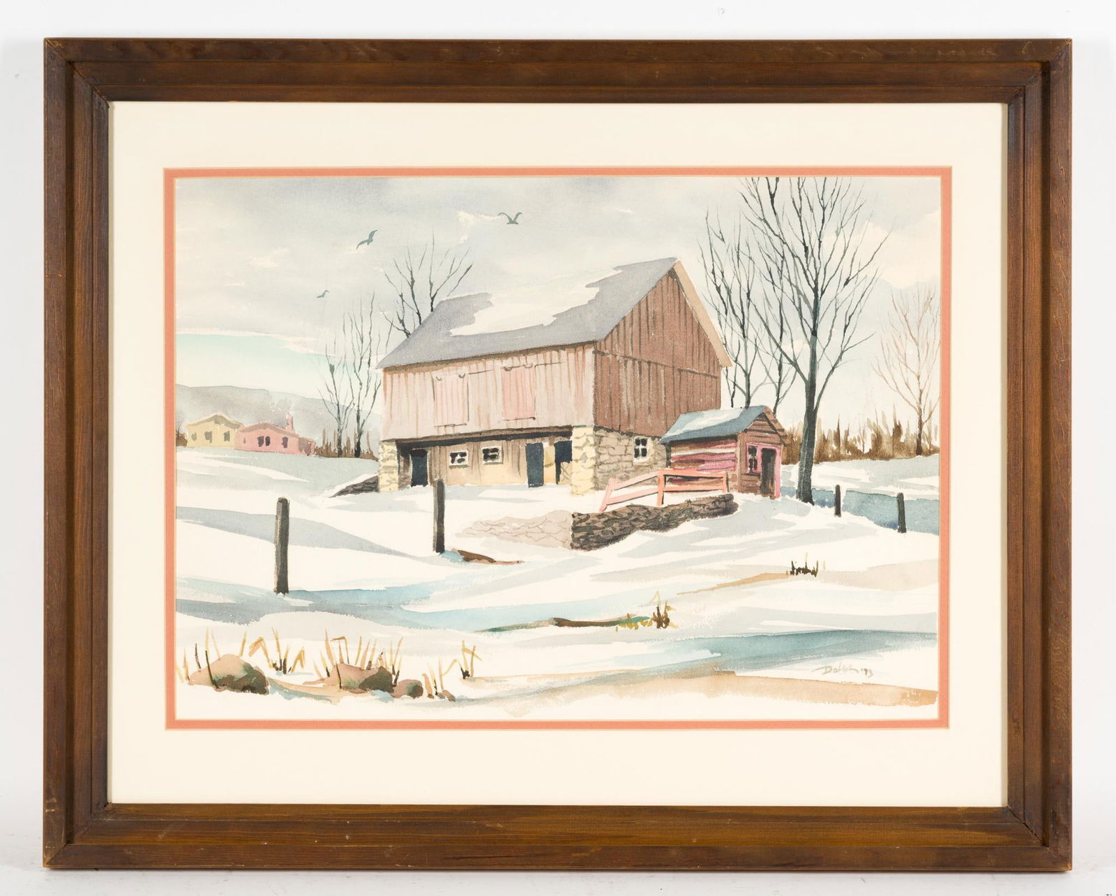 David Miller Watercolor: NOT ELIGIBLE FOR IN-HOUSE SHIPPING: See Terms for Shipping Options. Signed lower right. Overall 23" long x 28-1/2" wide. With artist's bio on back.