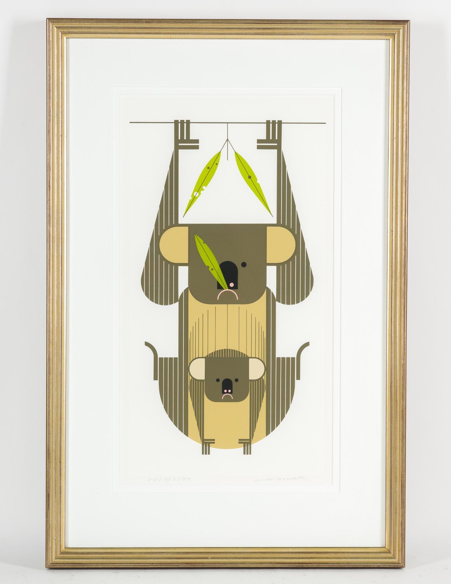 Charley Harper Down Under Print: NOT ELIGIBLE FOR IN-HOUSE SHIPPING: See Terms for Shipping Options. Edition 2452/2500. Signed lower right. Overall 28" long x 18-1/4" wide.