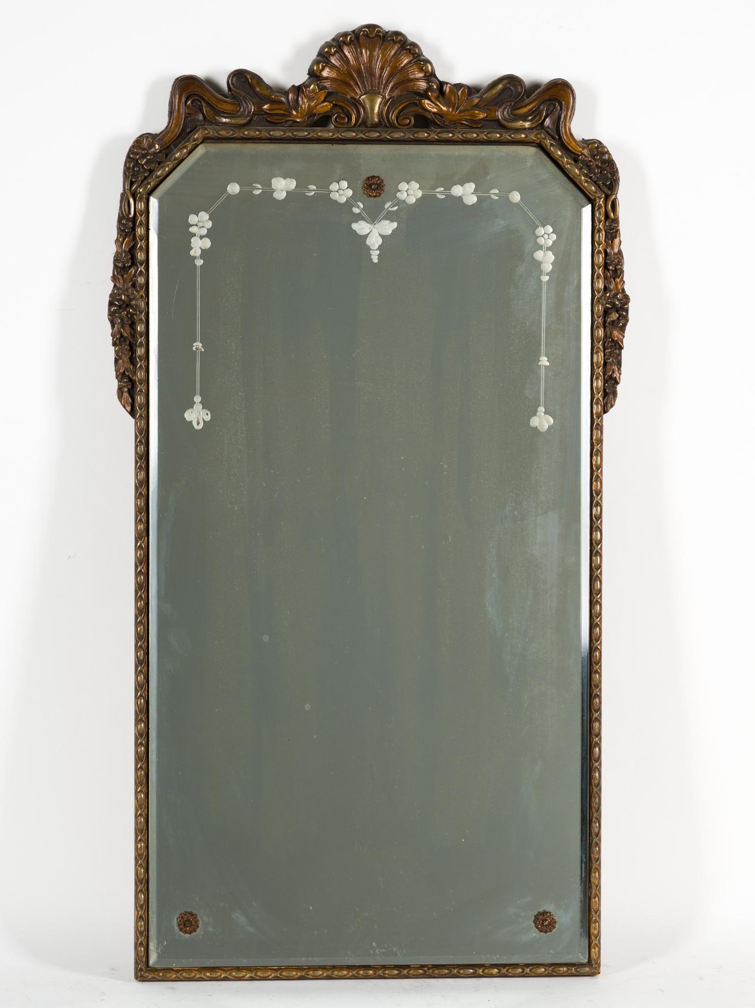 Antique Mirror: NOT ELIGIBLE FOR IN-HOUSE SHIPPING: See Terms for Shipping Options. 30" long x 14-3/4" wide.