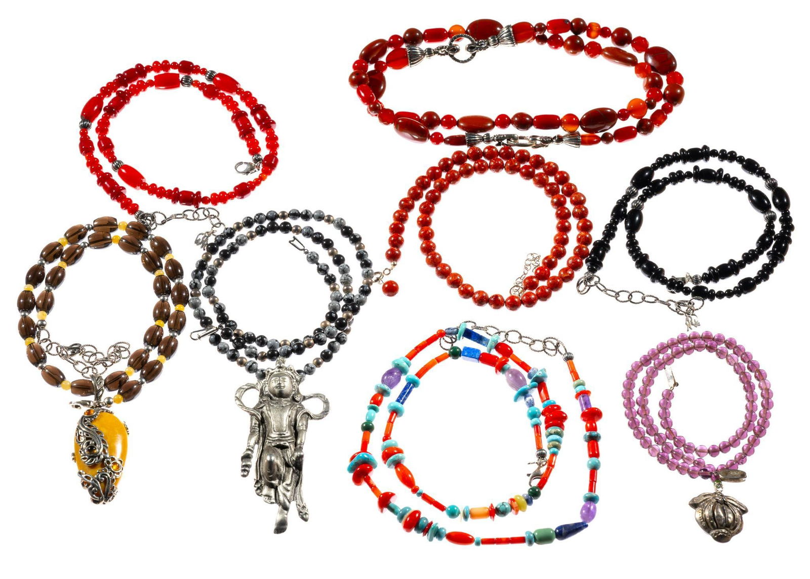 Eight Bead and Sterling Silver Necklaces (1 of 3)