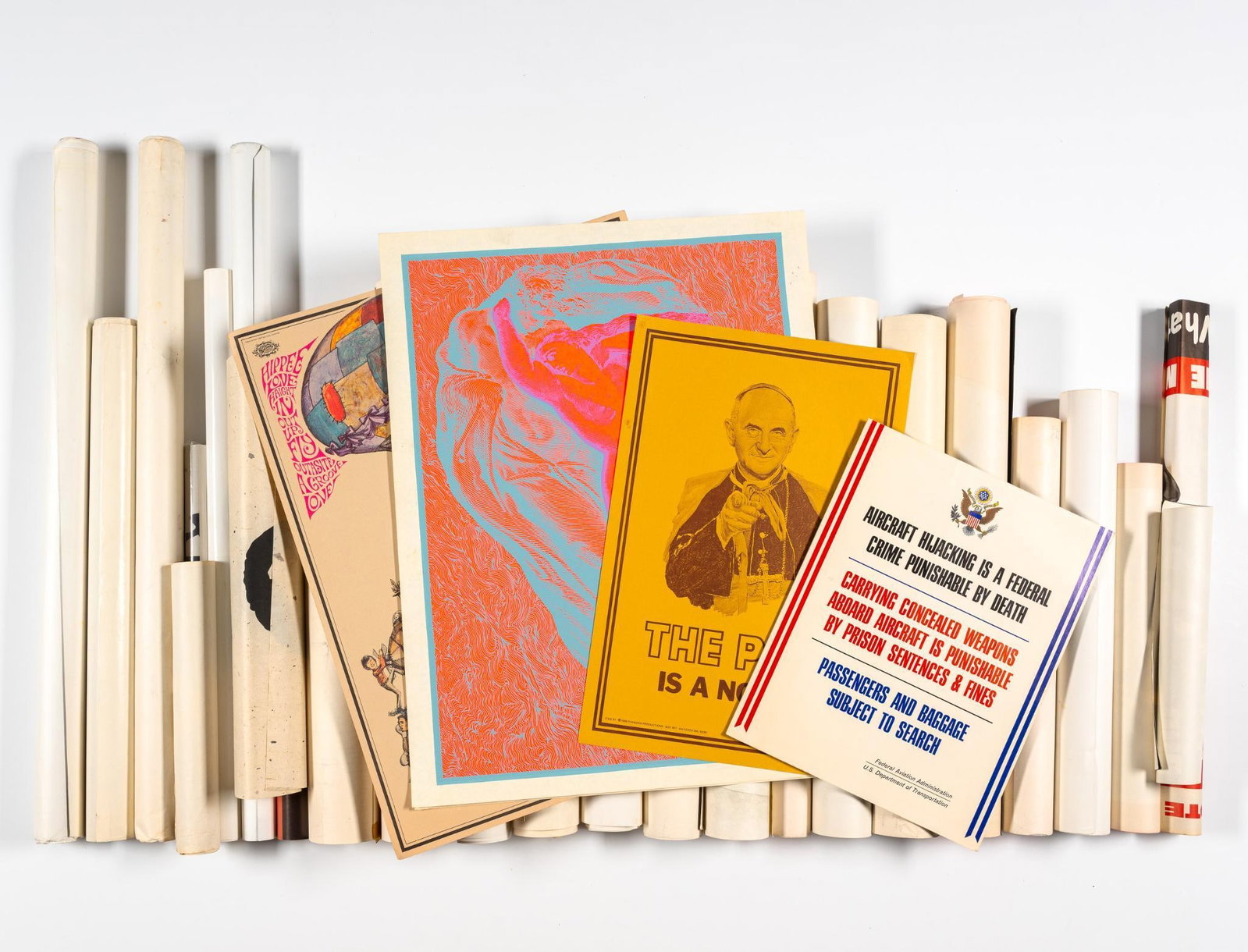 Lot of Posters: NOT ELIGIBLE FOR IN-HOUSE SHIPPING-See Terms for Shipping Options. Various sizes and designs. PROVENANCE: From the Estate of Virginia Parkum. The Rev. Dr. Virginia "Ginny" Cohn Parkum (1943-2025) was 