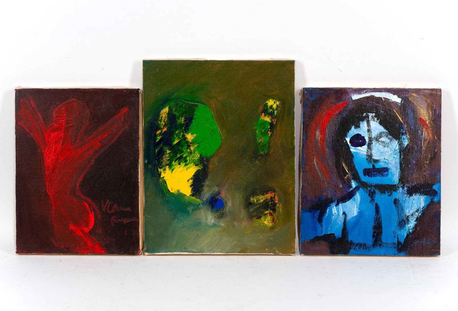 3 Pcs Virginia Cohn Parkum (PA 1943-2025) Abstract Art: NOT ELIGIBLE FOR IN-HOUSE SHIPPING: See Terms for Shipping Options. Includes "Awake!"; "Blue Christ"; and "Captured Forms Escaping." All unframed. 12" to 14" long x 10" to 11" wide. PROVENANCE: From t