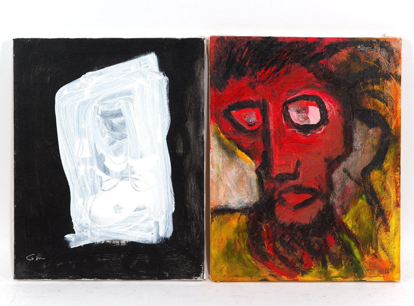 2 Pcs Virigina Cohn Parkum (PA 1943-2025) Abstract Art: NOT ELIGIBLE FOR IN-HOUSE SHIPPING: See Terms for Shipping Options. Includes "Oy Vey" and "Prophet". 14" long x 11" wide. Both unframed. PROVENANCE: From the Estate of Virginia Parkum. The Rev. Dr. Vi