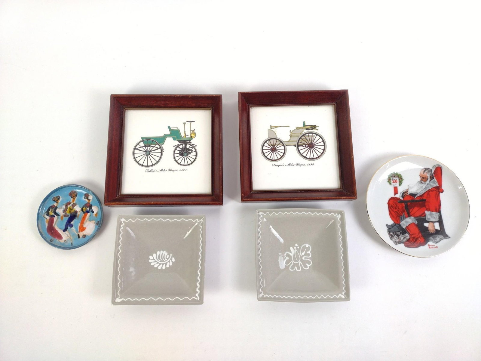 6 Pcs Ceramics incl. Tiles: Also includes plates. 4" to 7" wide x 1/2" to 7" high. PROVENANCE: From the Estate of Virginia Parkum. The Rev. Dr. Virginia "Ginny" Cohn Parkum (1943-2025) was a Harrisburg resident dedicated to her