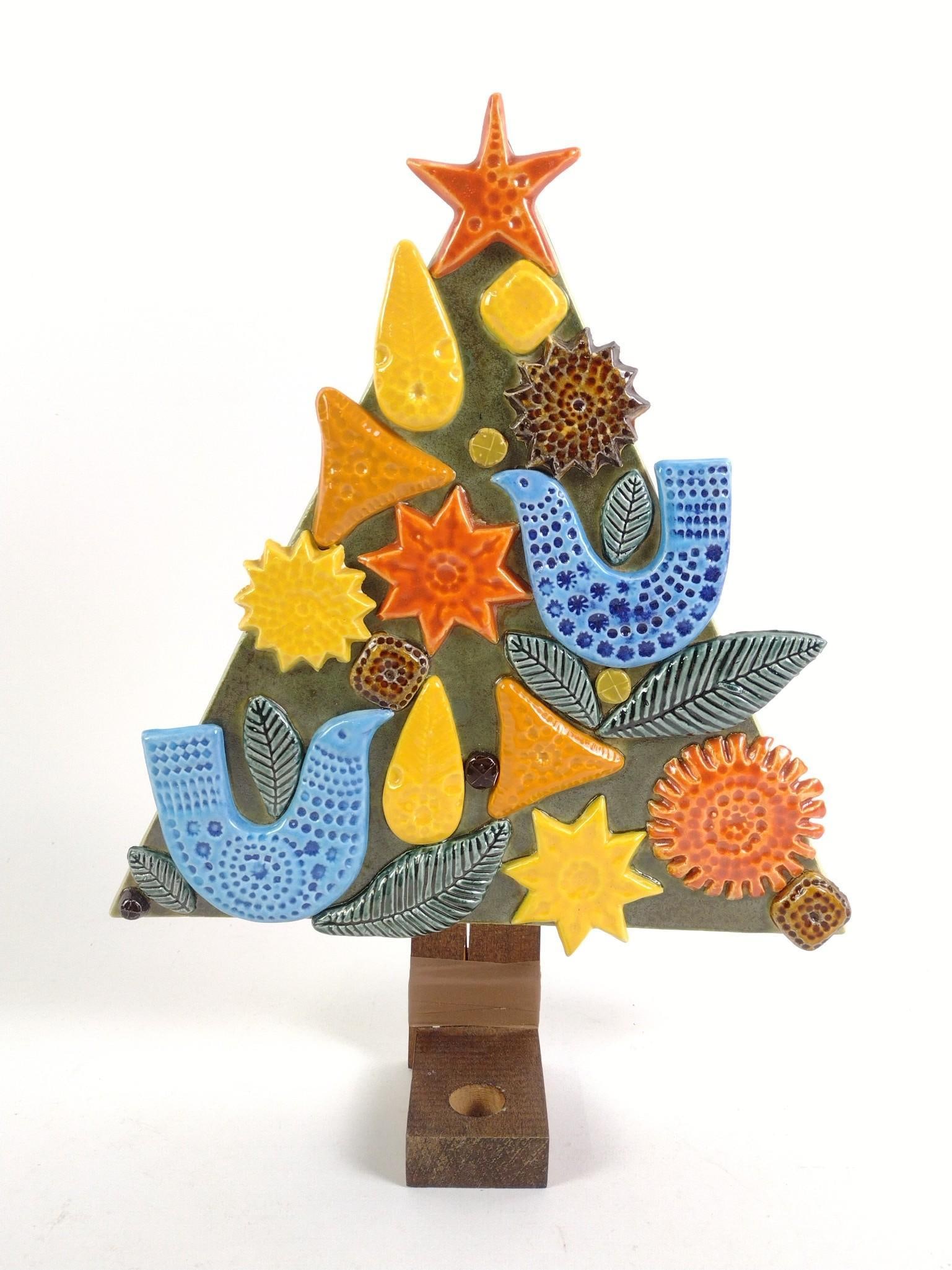 Mid Century Modern John Ffrench Arklow Pottery Candle Holder: Marked on back "A John Ffrench Design Arklow Studio Pottery Republic of Ireland". 10-1/2" wide x 13-3/4" long. PROVENANCE: From the Estate of Virginia Parkum. The Rev. Dr. Virginia "Ginny" Cohn Parkum