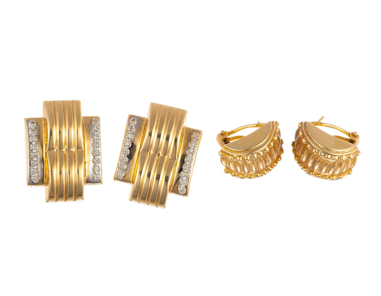 Two Pairs 14k Gold Earrings (1 of 2)