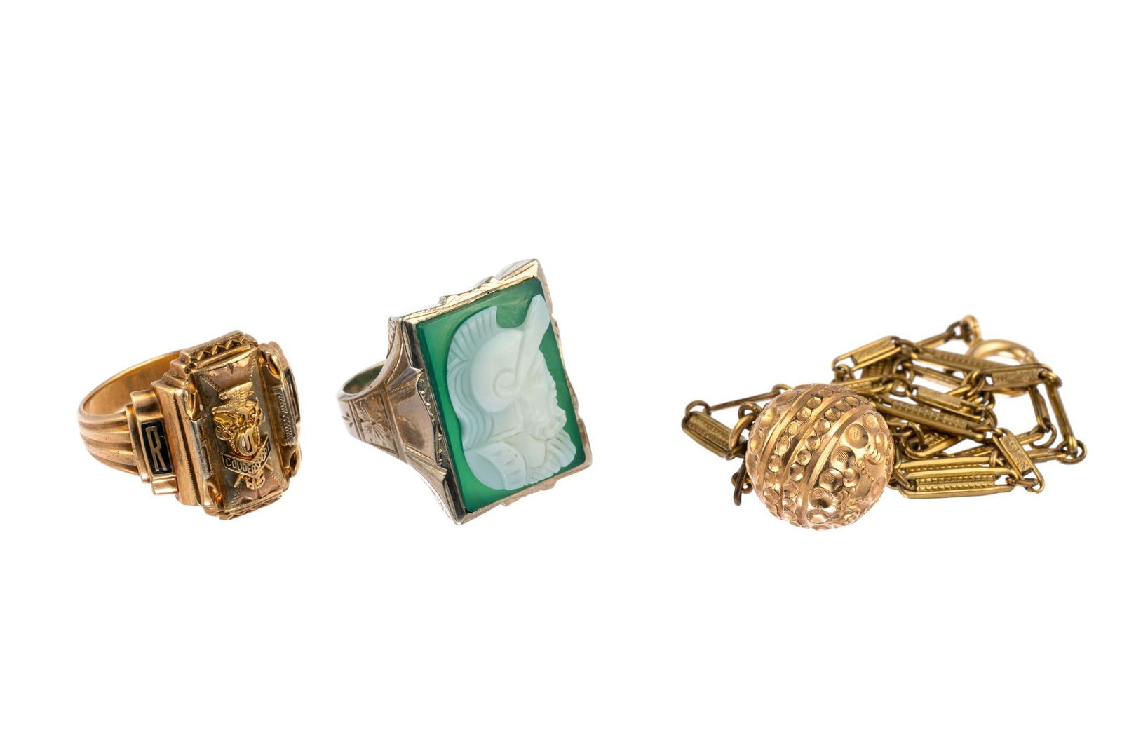 10K Gold Class Rings And Gold Filled Chain Necklace (1 of 5)