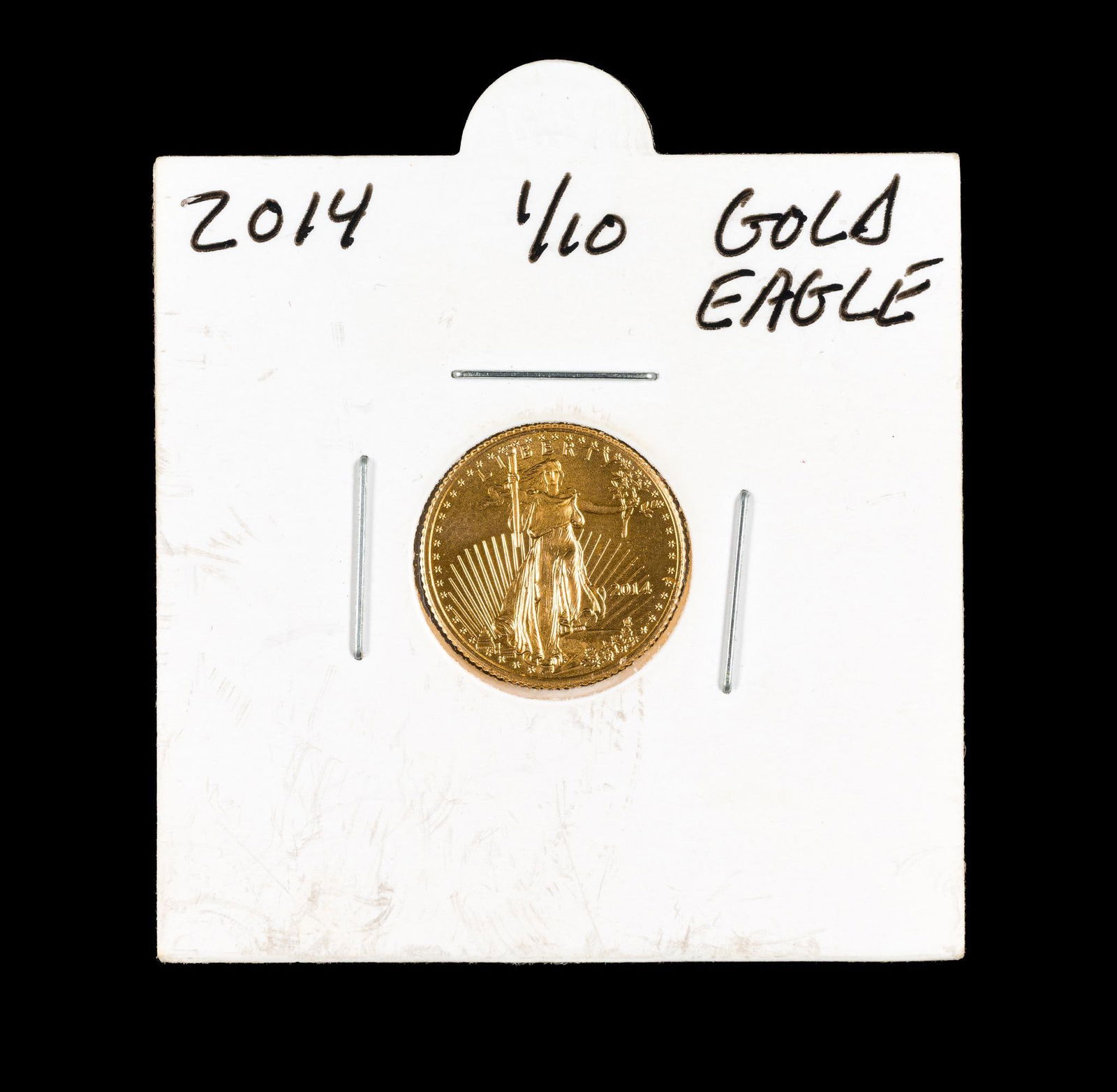 Five Dollar One Tenth Ounce American Eagle Gold Coin: 1/10th ounce gold dated 2014. Uncirculated.
