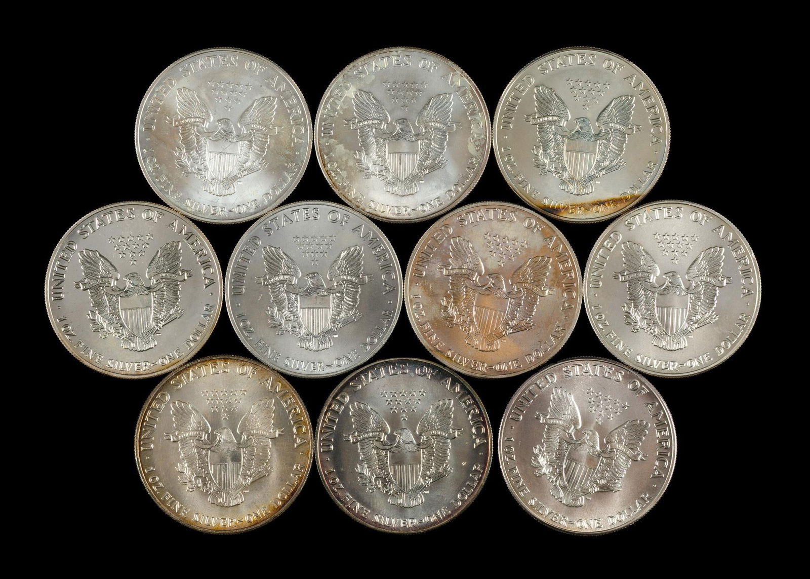 Ten Silver American Eagle Dollars - 2