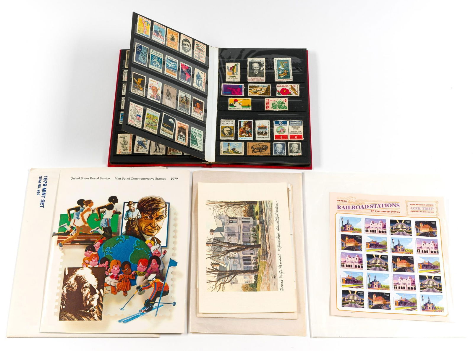 Stamp Collection Mostly US 1970's And Earlier: One full book and several loose stamps with many better stamps.