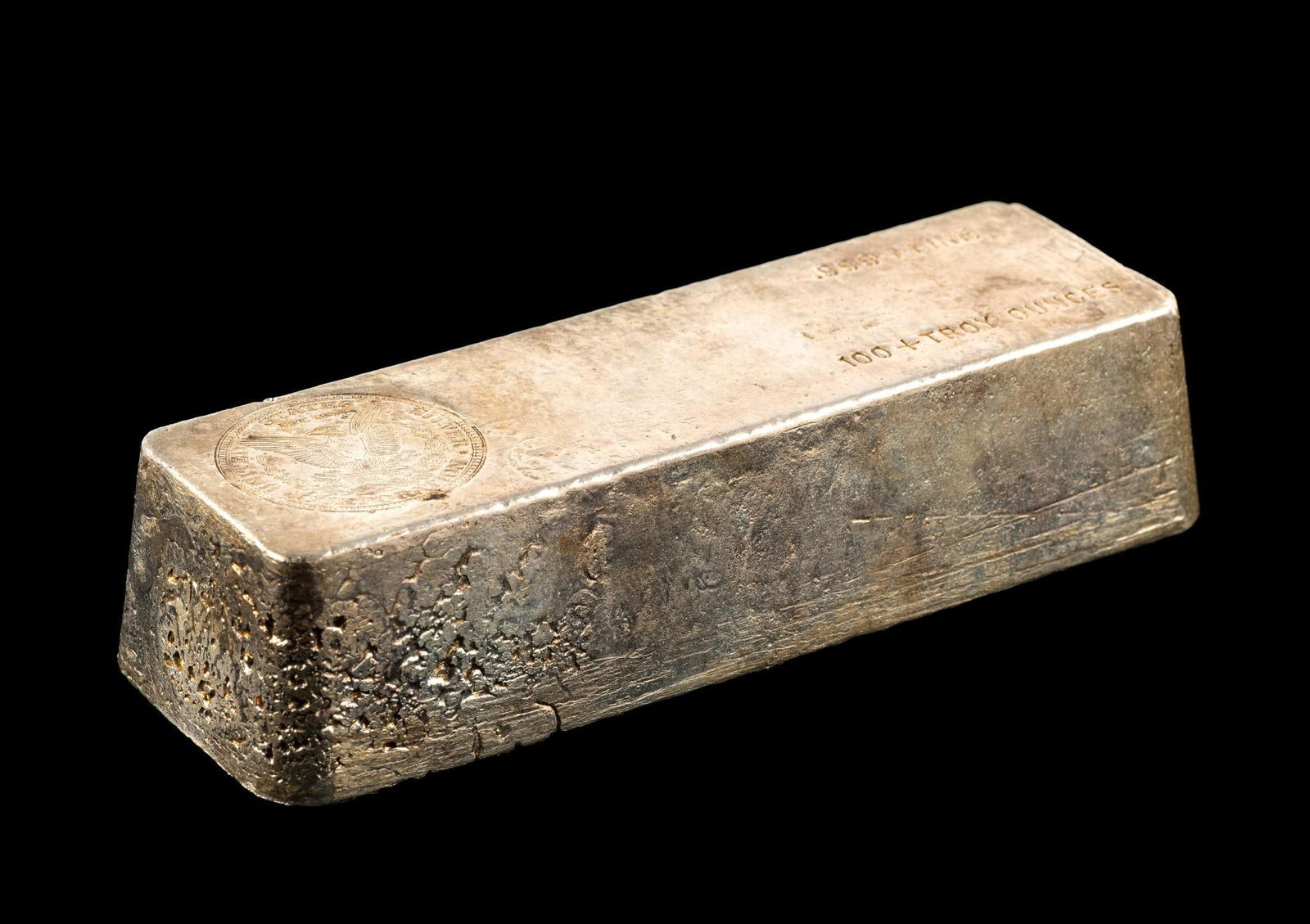 100 Ounce Pure Silver Bar: United States Silver Corporation one hundred ounce bar with the original guarantee from 1974.