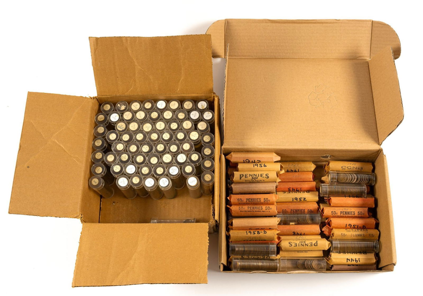 Three Thousand Wheat Cents: NOT ELIGIBLE FOR IN-HOUSE SHIPPING: See Terms for Shipping Options. Various dates of Wheat cents with a quantity of 3000 to 3500 cents.