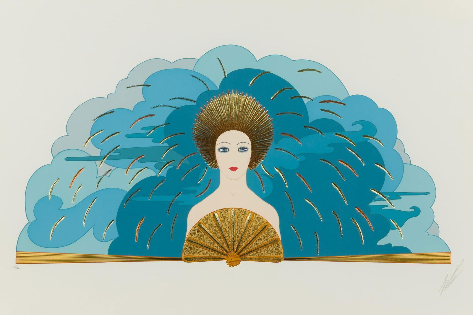 Erte Serigraph The Storm: NOT ELIGIBLE FOR IN-HOUSE SHIPPING: See Terms for Shipping Options. Erté (Romain de Tirtoff) (Russian/French, 1892-1990) The Storm, 1987 Embossed serigraph with foil on paper 19-3/4 x 33-3/4 inches,