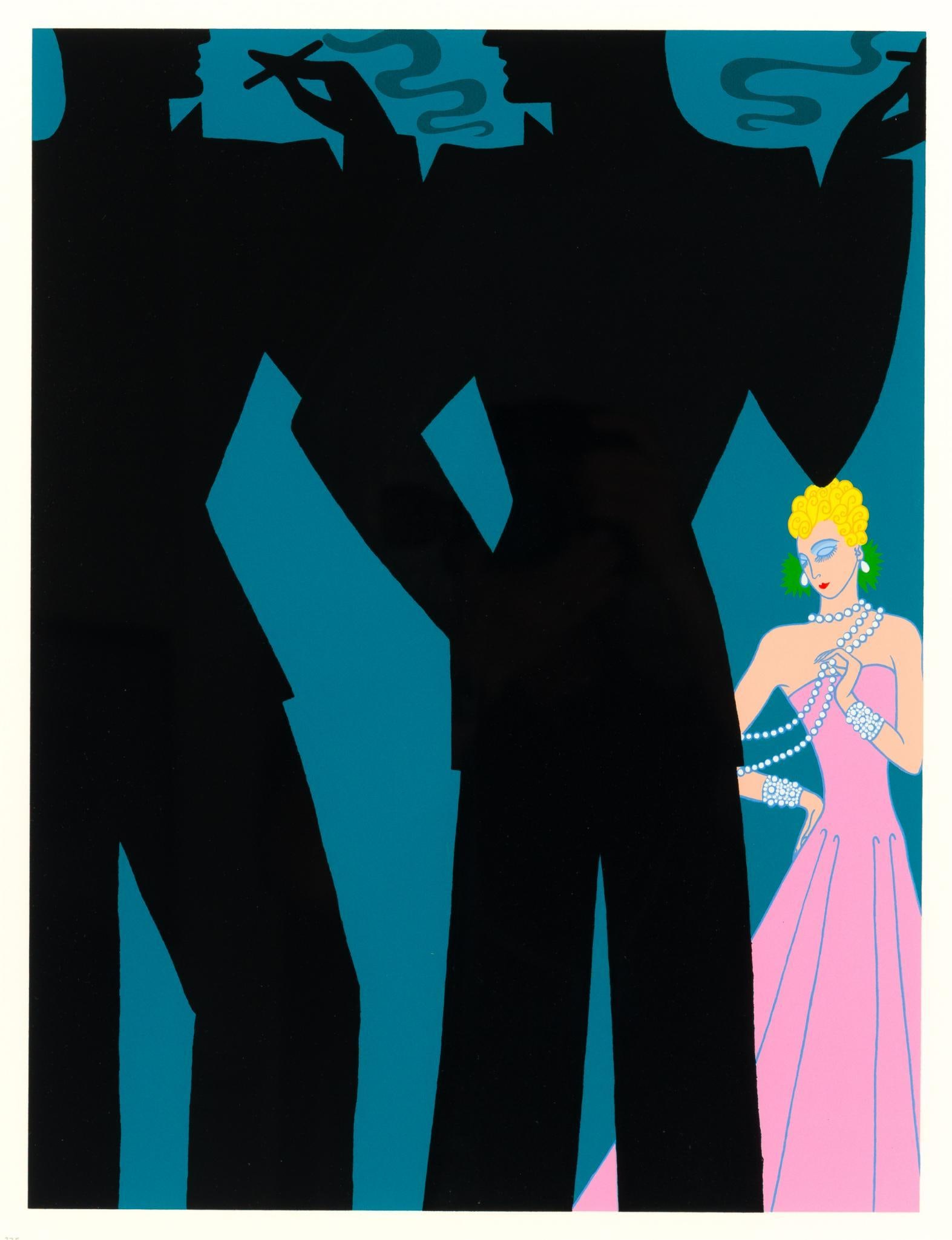 Erte Serigraph The Cocktail Party: NOT ELIGIBLE FOR IN-HOUSE SHIPPING: See Terms for Shipping Options. Erté (Romain de Tirtoff) (Russian/French, 1892-1990) The Cocktail Party, 1988 Embossed serigraph on paper 21 1/2" x 16", 31" X 24 1