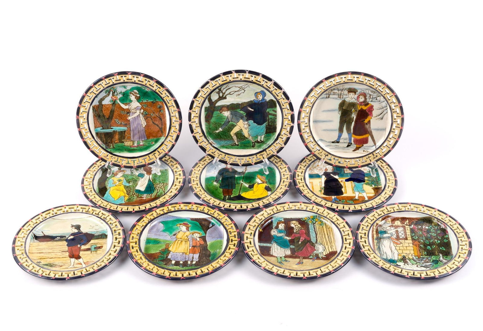 10 Wedgewood Majolica Calendar Plates (1 of 2)