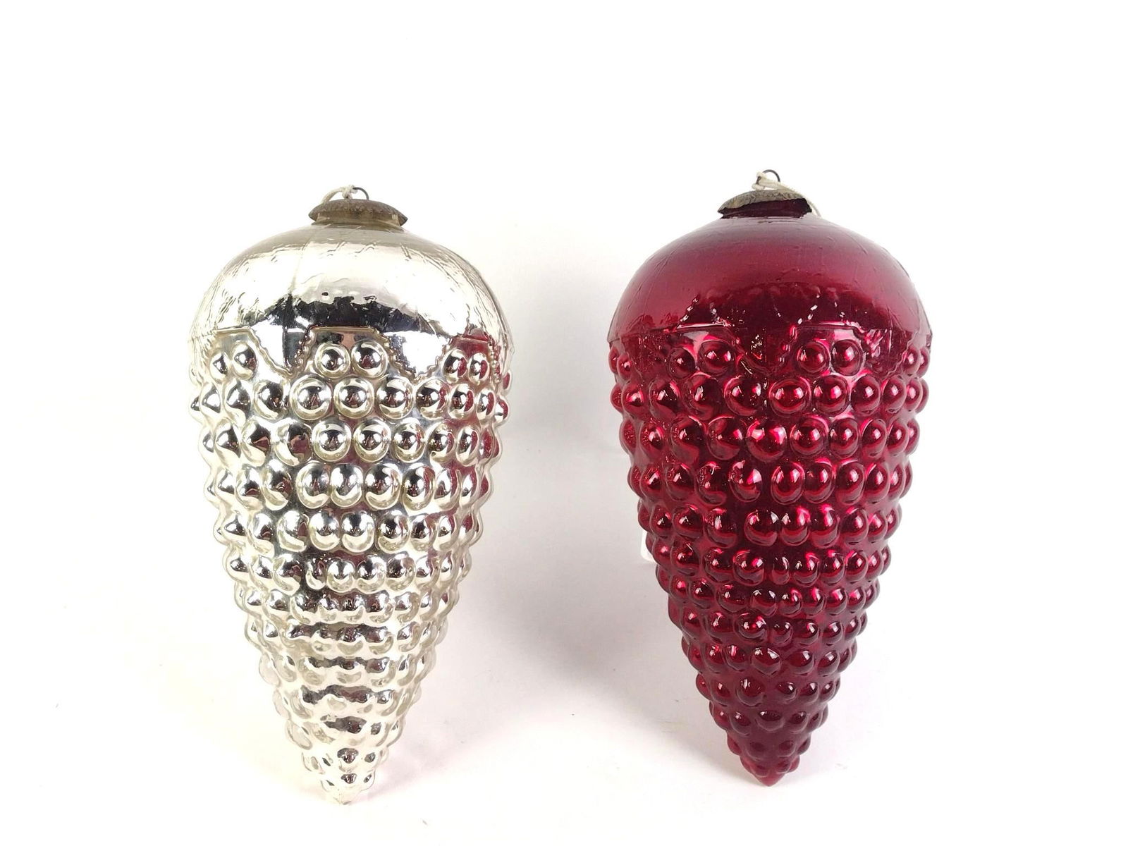 2 Vintage Kugel German Ornaments: Each approx. 13" long. Overall good condition.