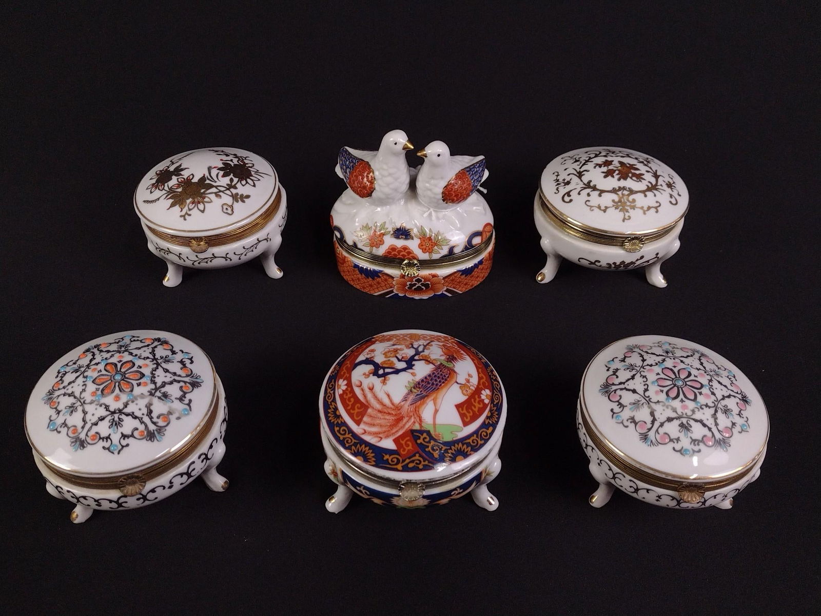 6 Porcelain Trinket Boxes incl Japanese (1 of 6)