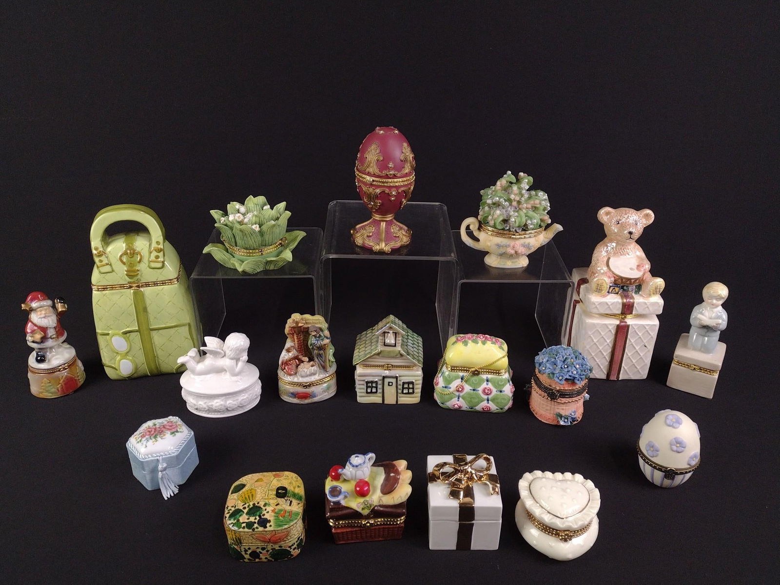 18 Porcelain Trinket Boxes incl Lefton (1 of 10)