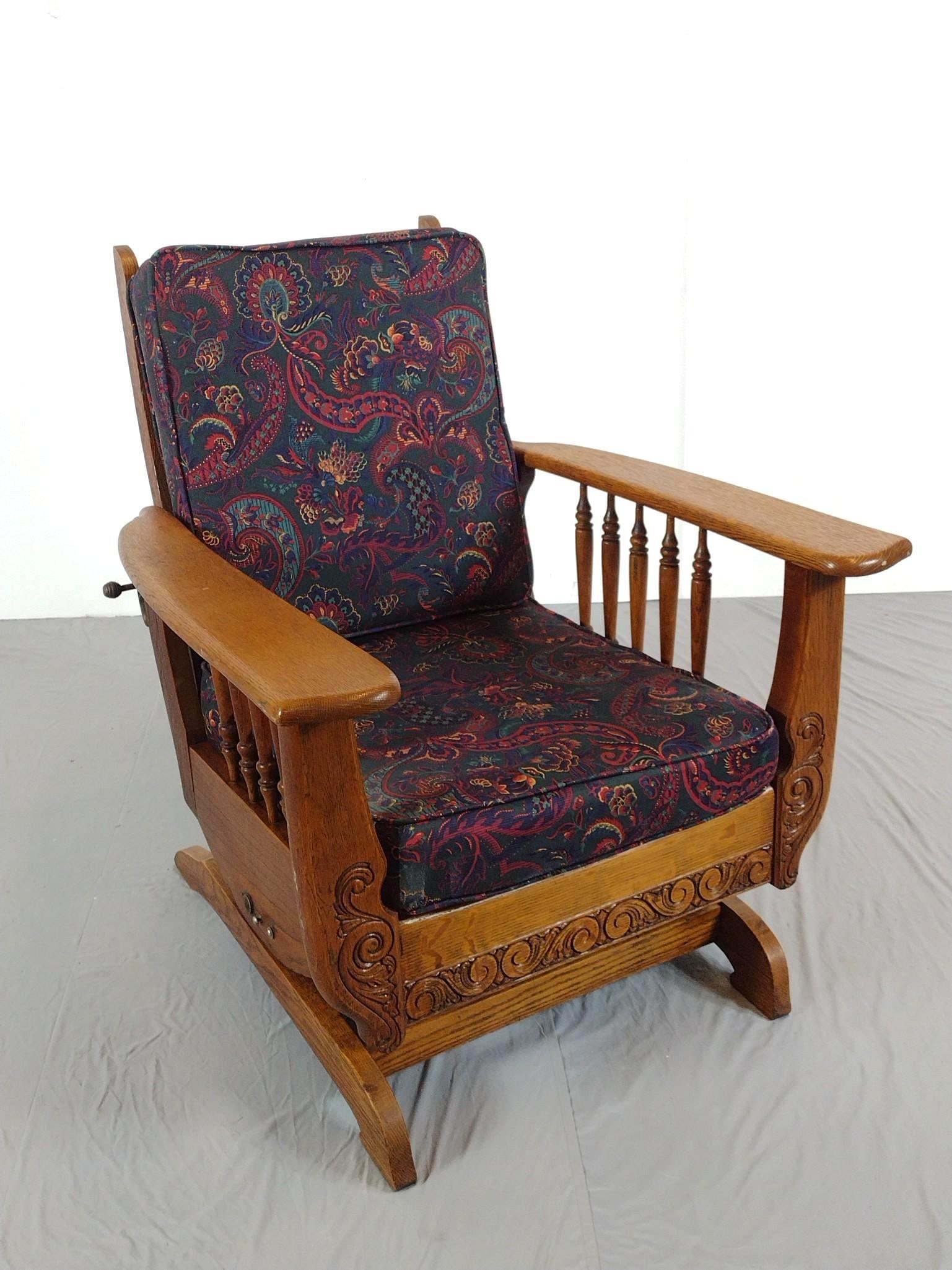 Arts and Crafts Style Morris Platform Rocker: NOT ELIGIBLE FOR IN-HOUSE SHIPPING: See Terms for Shipping Options. 31" wide X 29-1/2" deep X 35-1/2" high.