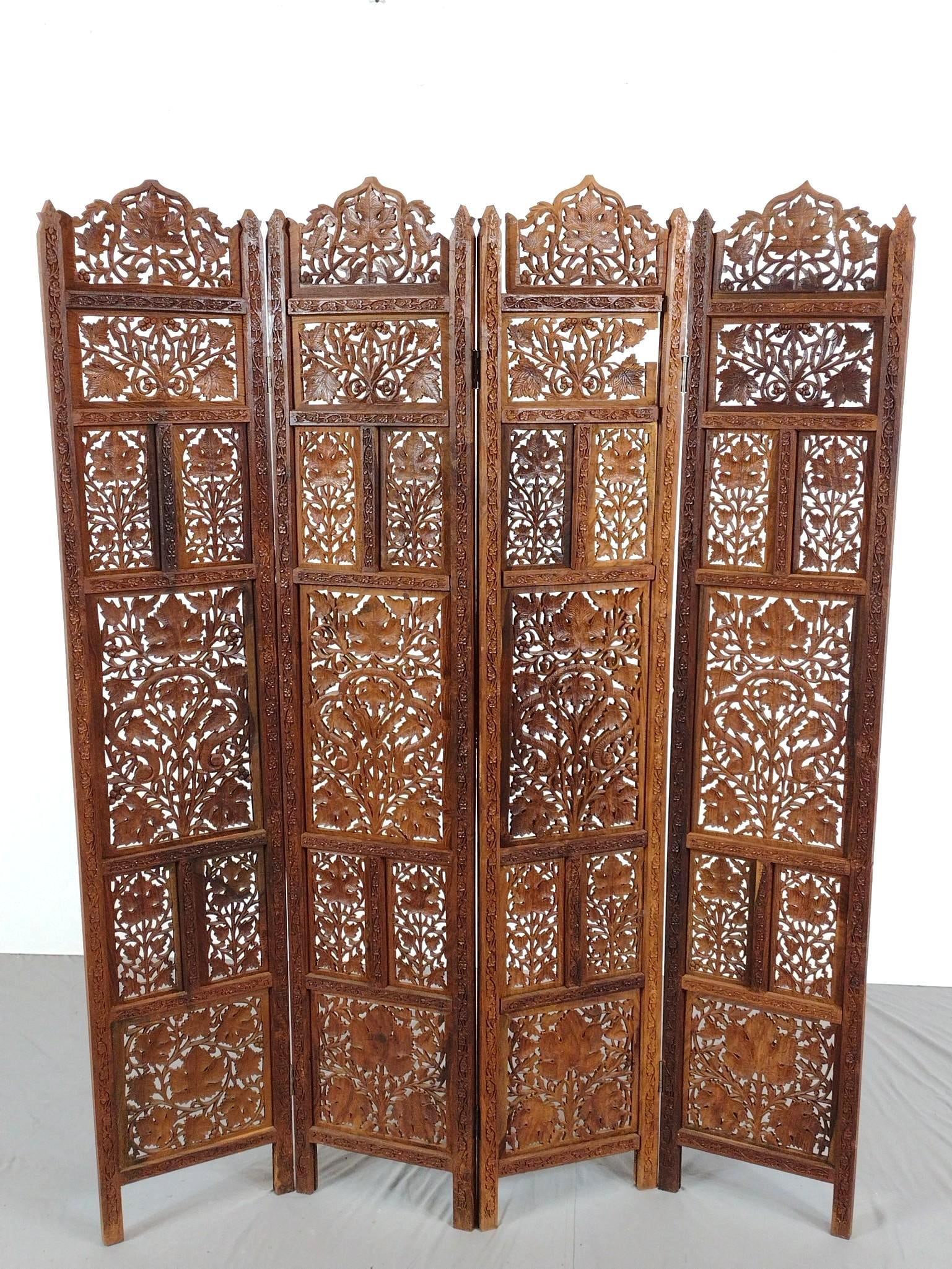Carved Room Screen: NOT ELIGIBLE FOR IN-HOUSE SHIPPING: See Terms for Shipping Options. Overall 48" wide X 3/4" deep X 61-1/2" high.
