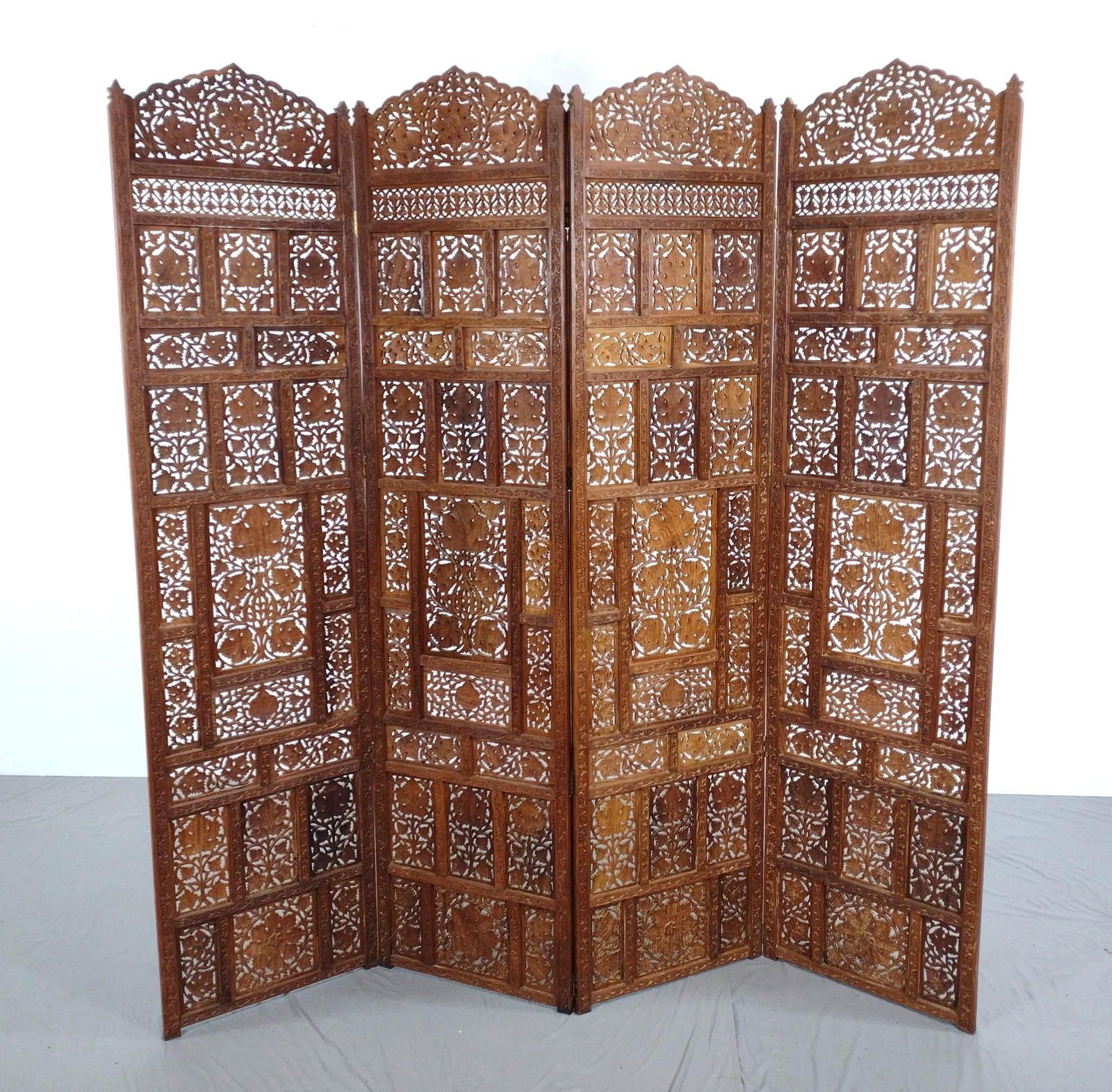 Carved Room Screen: NOT ELIGIBLE FOR IN-HOUSE SHIPPING: See Terms for Shipping Options. Overall 80" wide X 3/4" deep X 81-3/4" high.