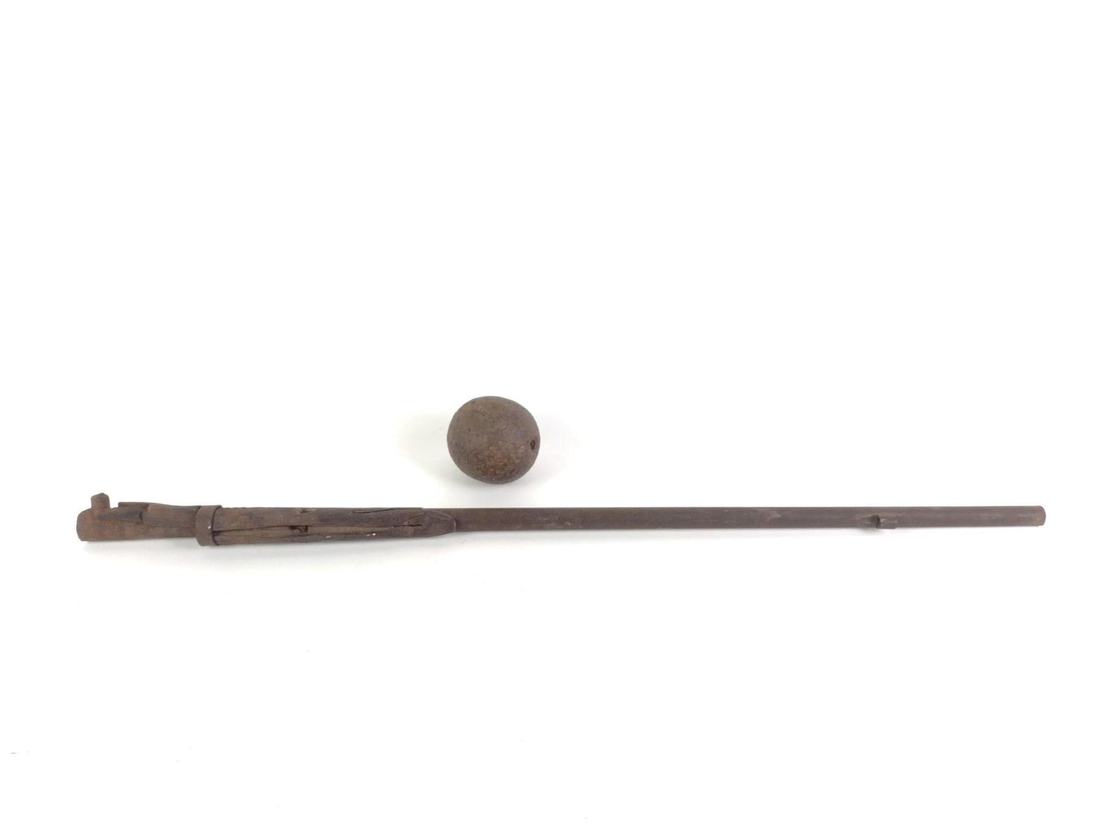Antique Gun Barrel & Antique Cannonball: Barrel 37" long.