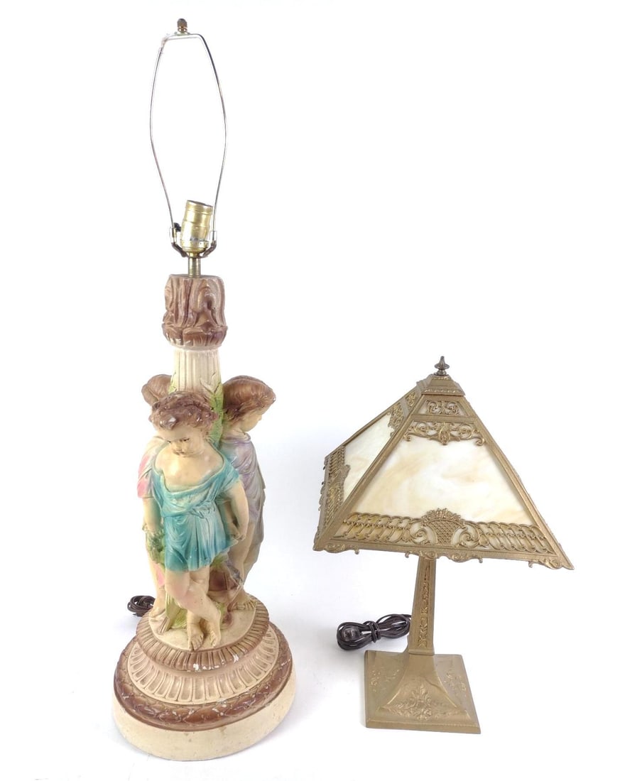 2 Table Lamps: NOT ELIGIBLE FOR IN-HOUSE SHIPPING: See Terms for Shipping Options. One without shade. 10" to 12" wide x 21" to 35-1/2" high.