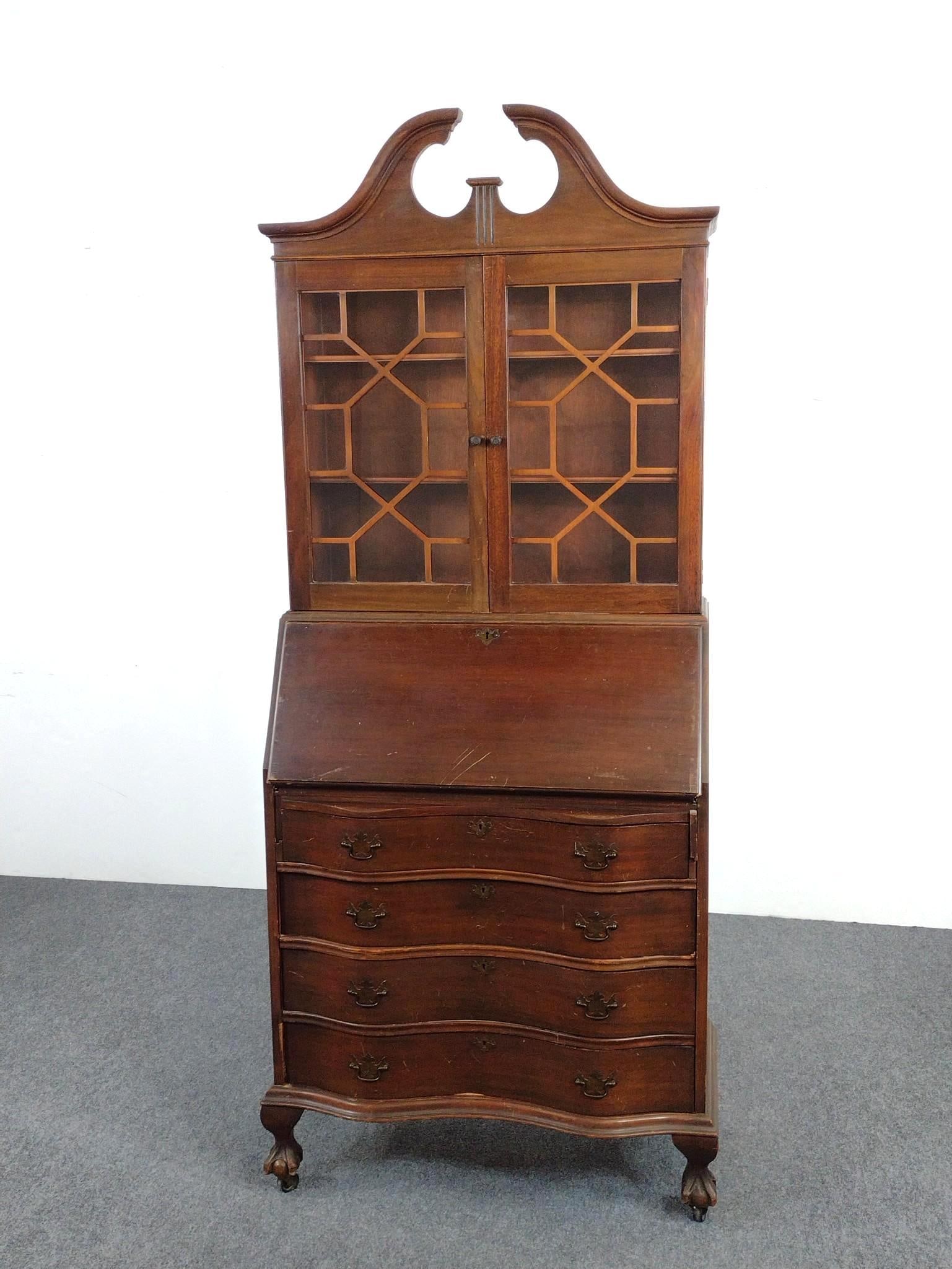 Ebert Furniture Co Secretary Desk: NOT ELIGIBLE FOR IN-HOUSE SHIPPING: See Terms for Shipping Options. 32" wide X 16" deep X 79" high. Has scratches and areas of finish loss.