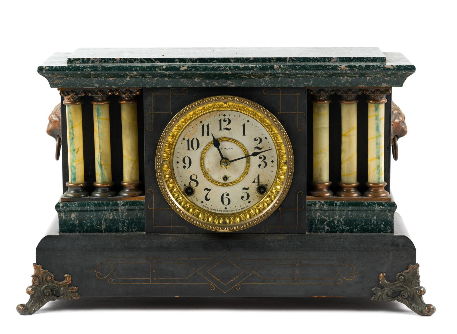Seth Thomas Label No 295 G Mantle Clock: 17-1/2" wide x 11" high.