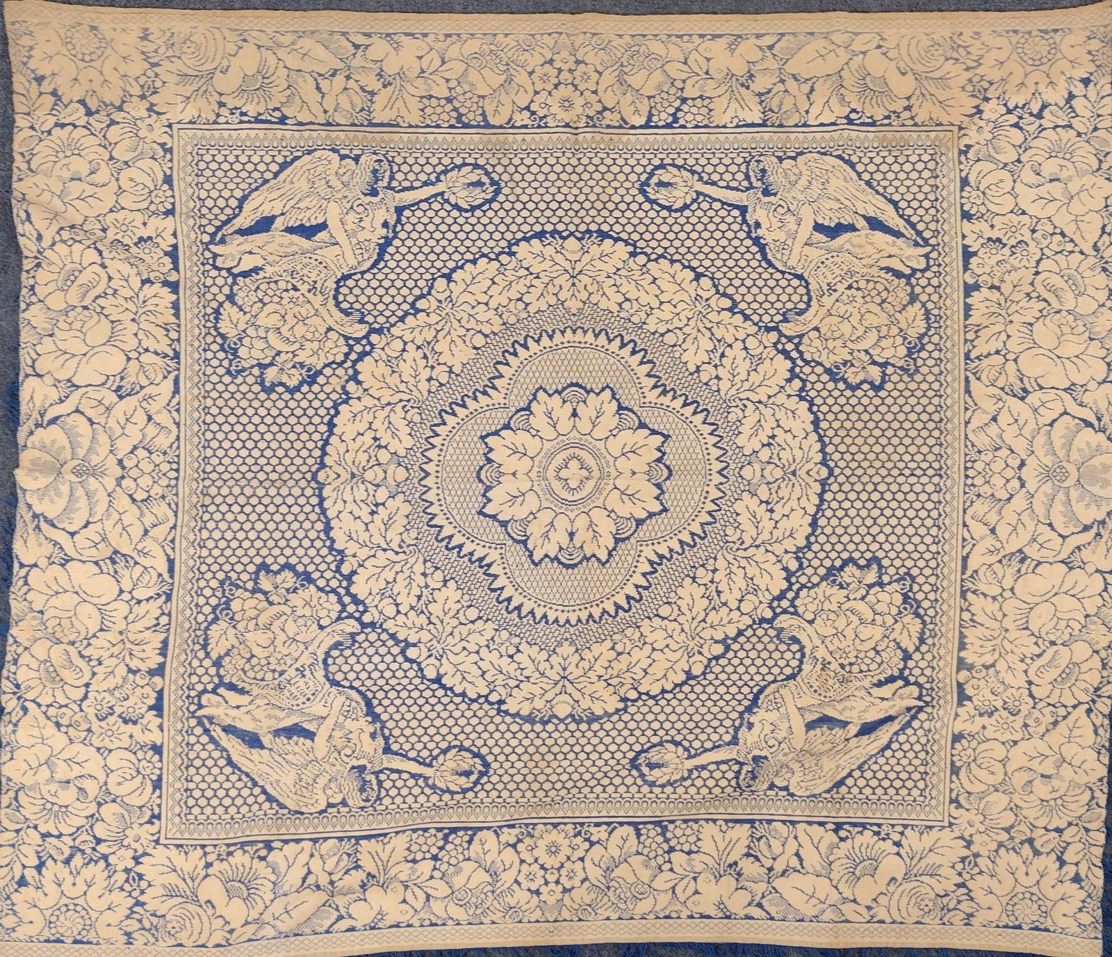 Antique Coverlet: 72" wide x 77-3/4" long.