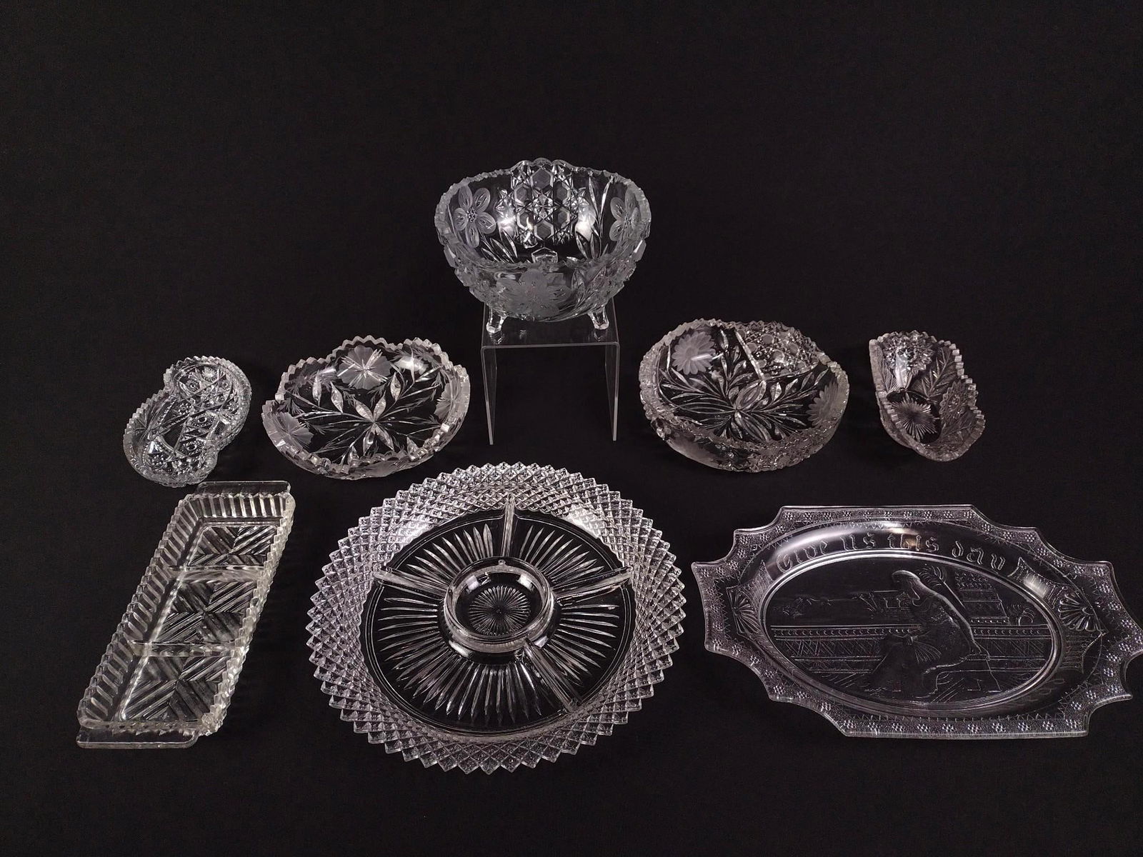 8 Pcs Pressed/Cut Glass (1 of 4)