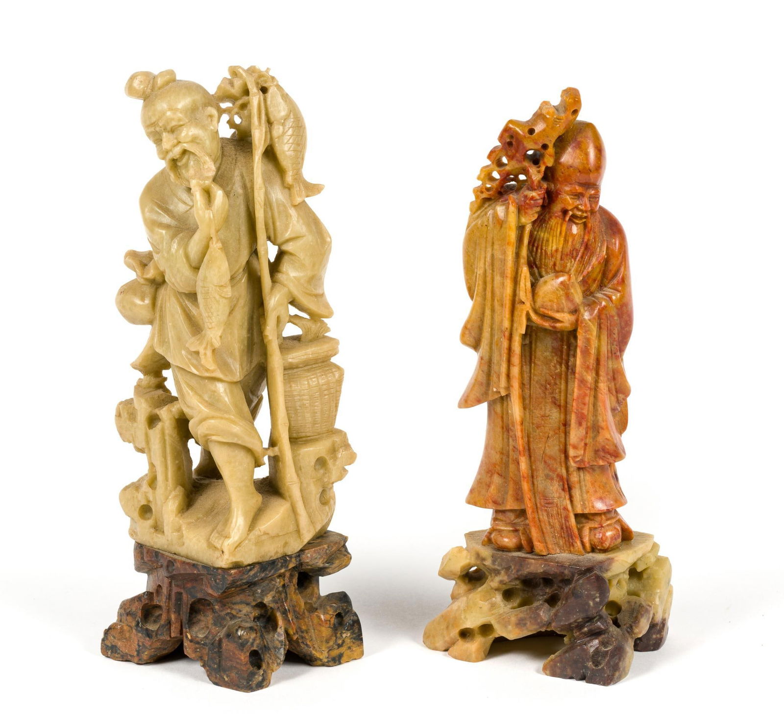 2 Carved Soapstone Asian Figurines (1 of 3)