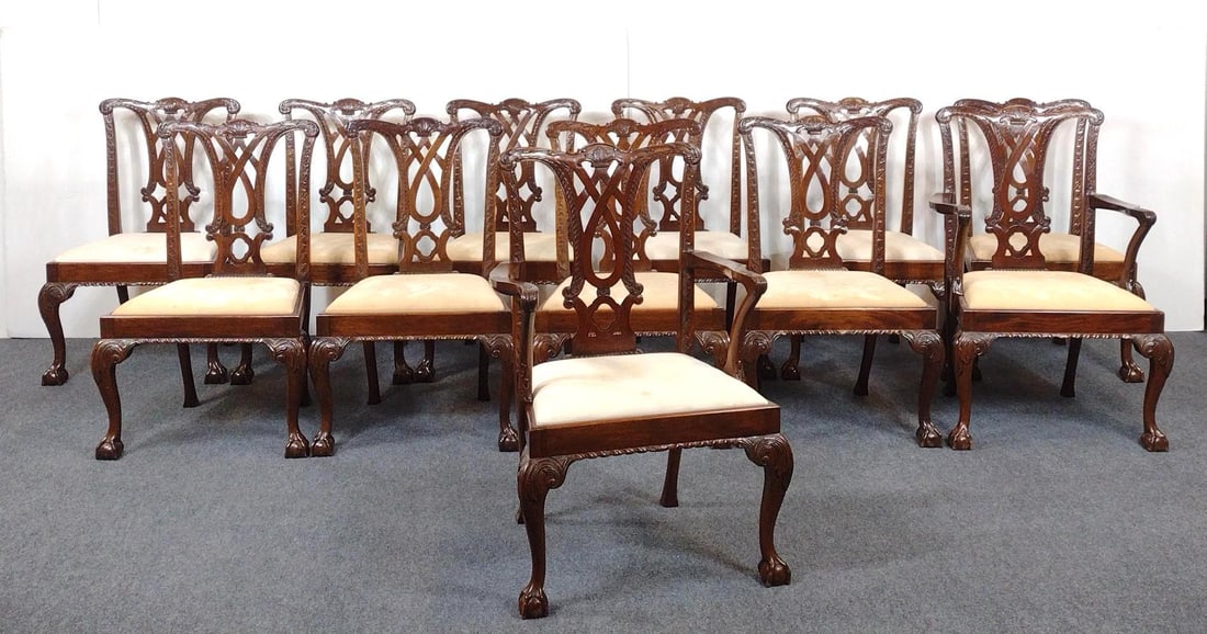 Set of 12 Carved Dining Chairs (1 of 5)