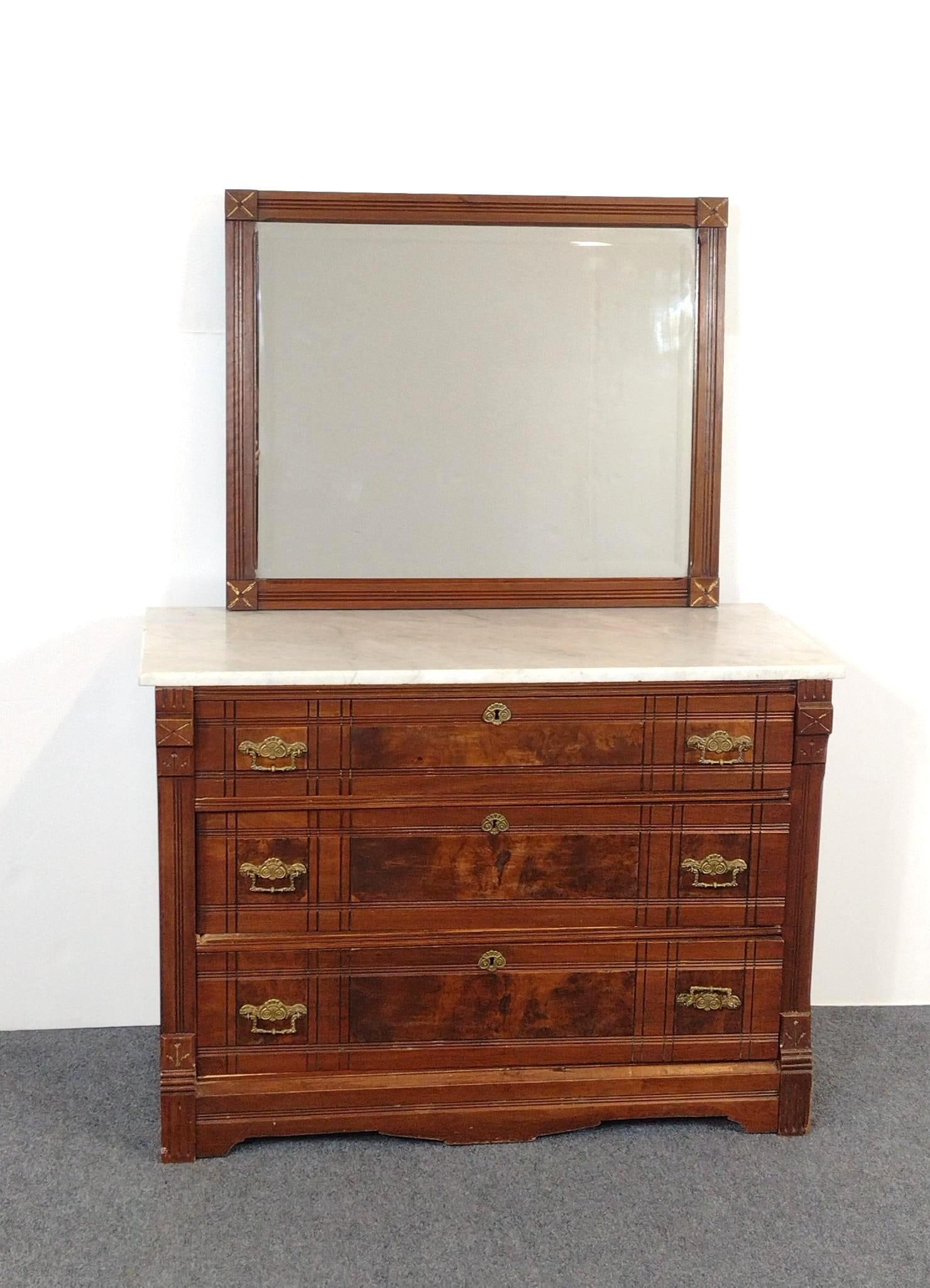 Marble Top Dresser w/ Wall Mirror (1 of 5)