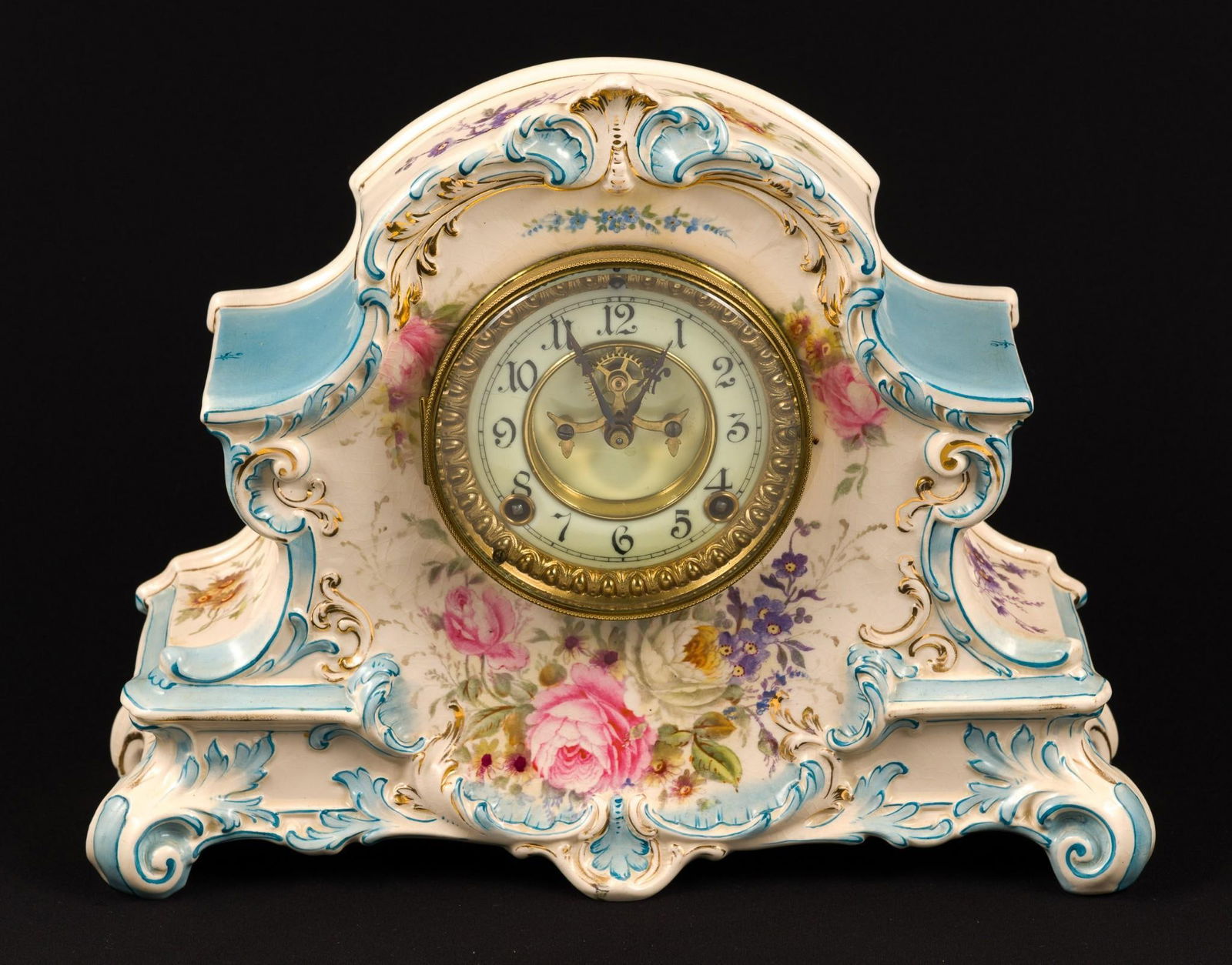 Ansonia Royal Bonn "La Nord" Mantle Clock: Works, not currently running. 14-1/2" wide x 11-1/2" high.