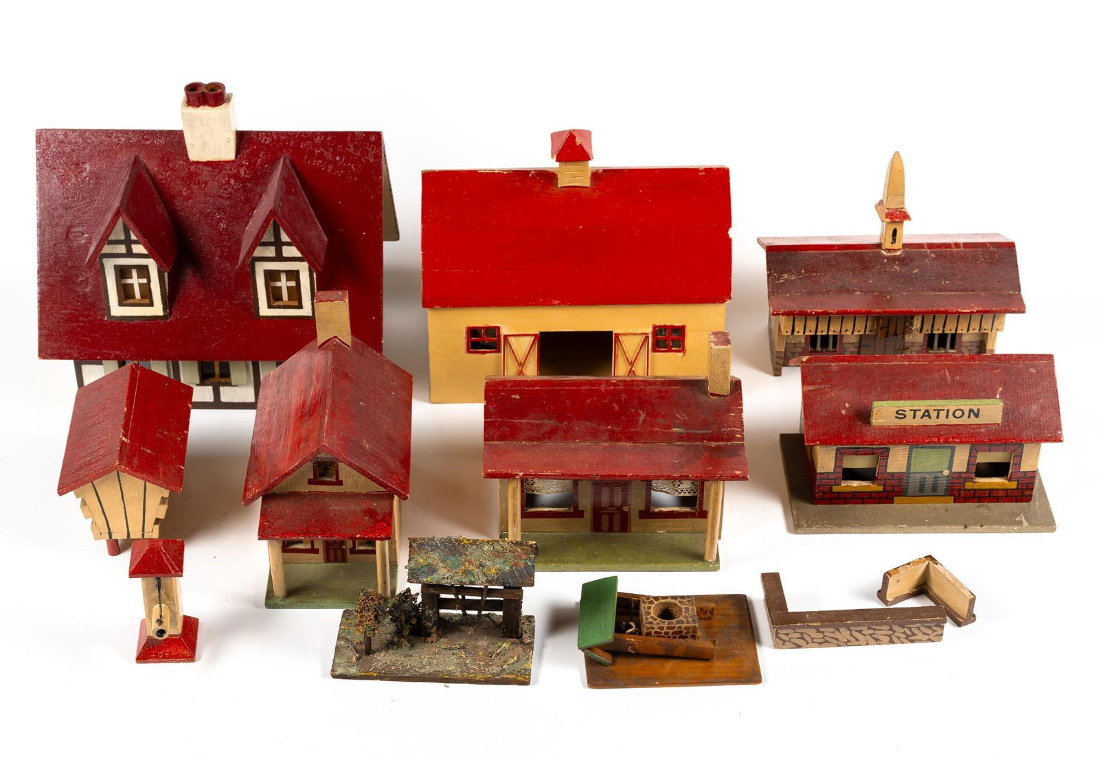 Handcrafted Wooden Buildings Incl Train Buildings (1 of 3)