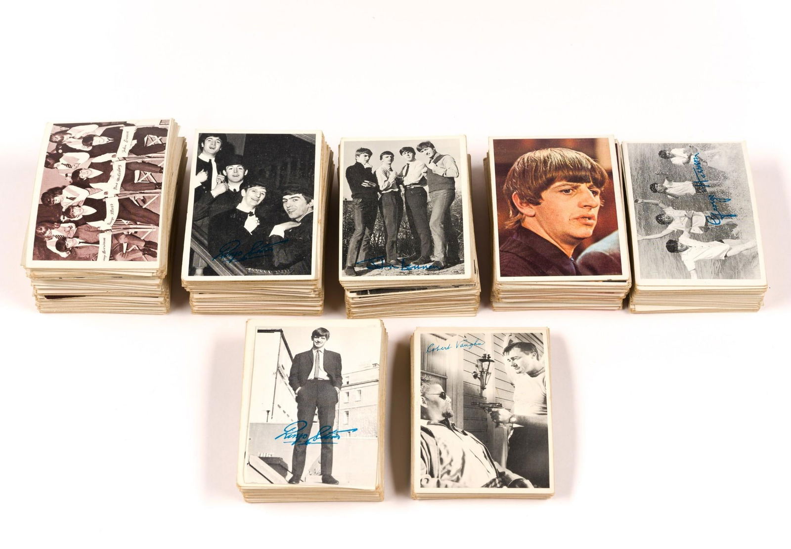 Approx. 361 Beatles Trading Cards: Also includes Man From U.N.C.L.E. cards. Beatles cards include "Hard Day's Night"; Beatles Color Cards, and more. Various conditions.