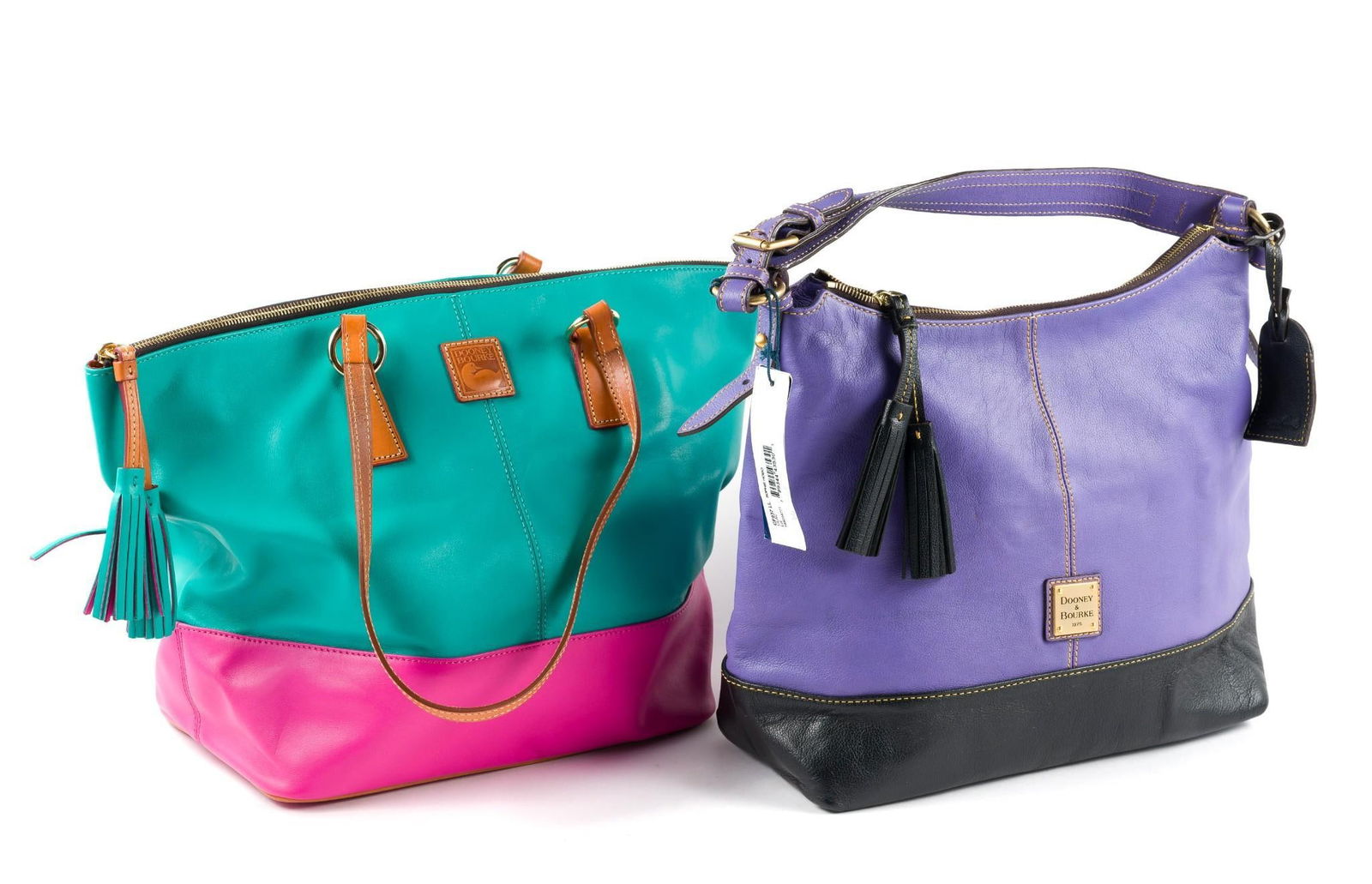 2 Dooney & Bourke Bags: In good condition. 16-1/2" to 18-1/4" wide.