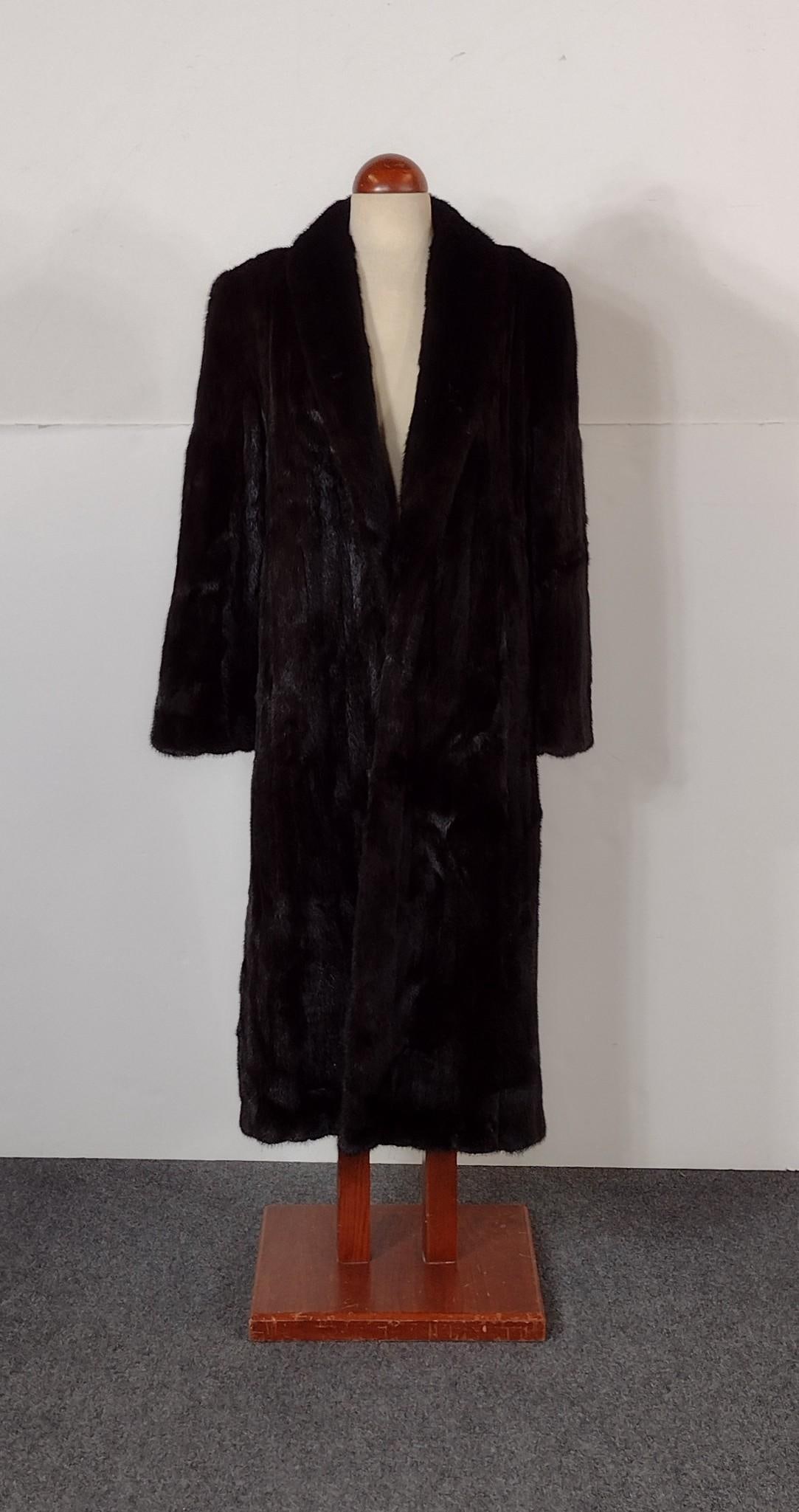 Muscalus Full Length Fur Coat: Shoulder to shoulder 20" wide. Button closure missing.
