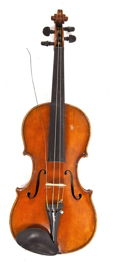 John Juzek Prague Violin: DESCRIPTION: John Juzek, Prague 4/4 violin with single piece tiger maple back. Label in interior marked "John Juzek Violinmaker in Prague Made in Czechoslovakia" with a handwritten inscription. Tailpi