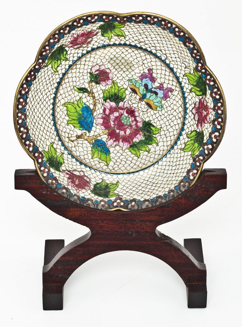 3 Chinese Shotai Plique a Jour Cloisonné Dishes - 5