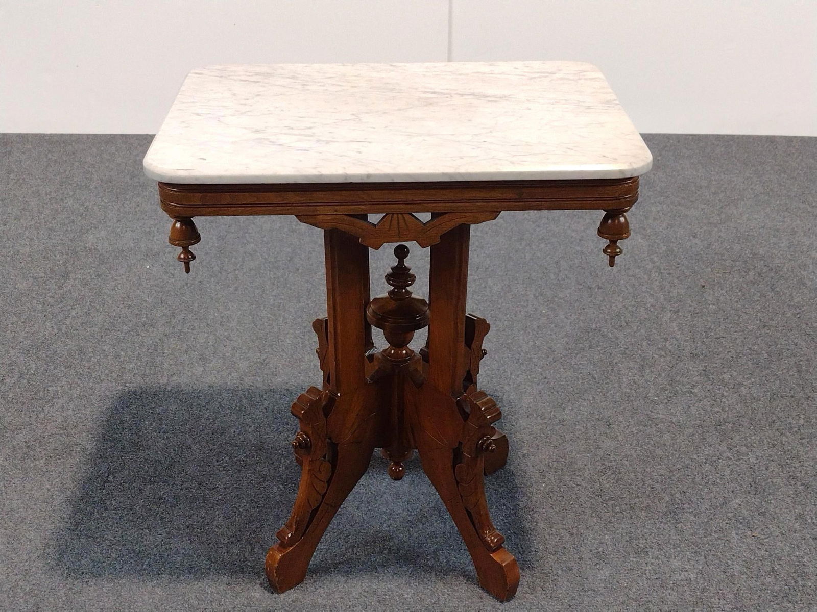 Victorian Eastlake Style Marble Top Parlor Table (1 of 4)